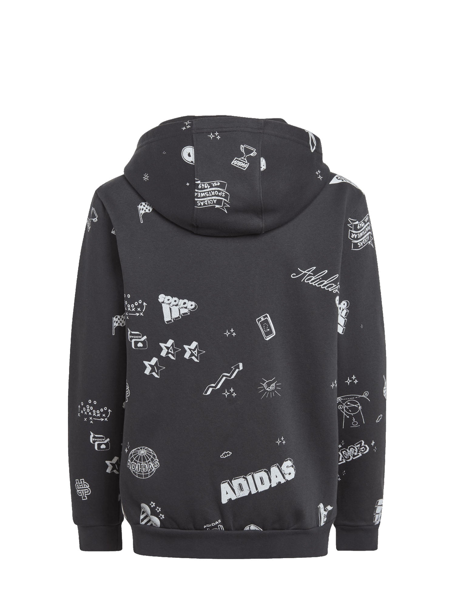 ADIDAS FELPA BRAND LOVE ALLOVER PRINT FULL-ZIP NERO