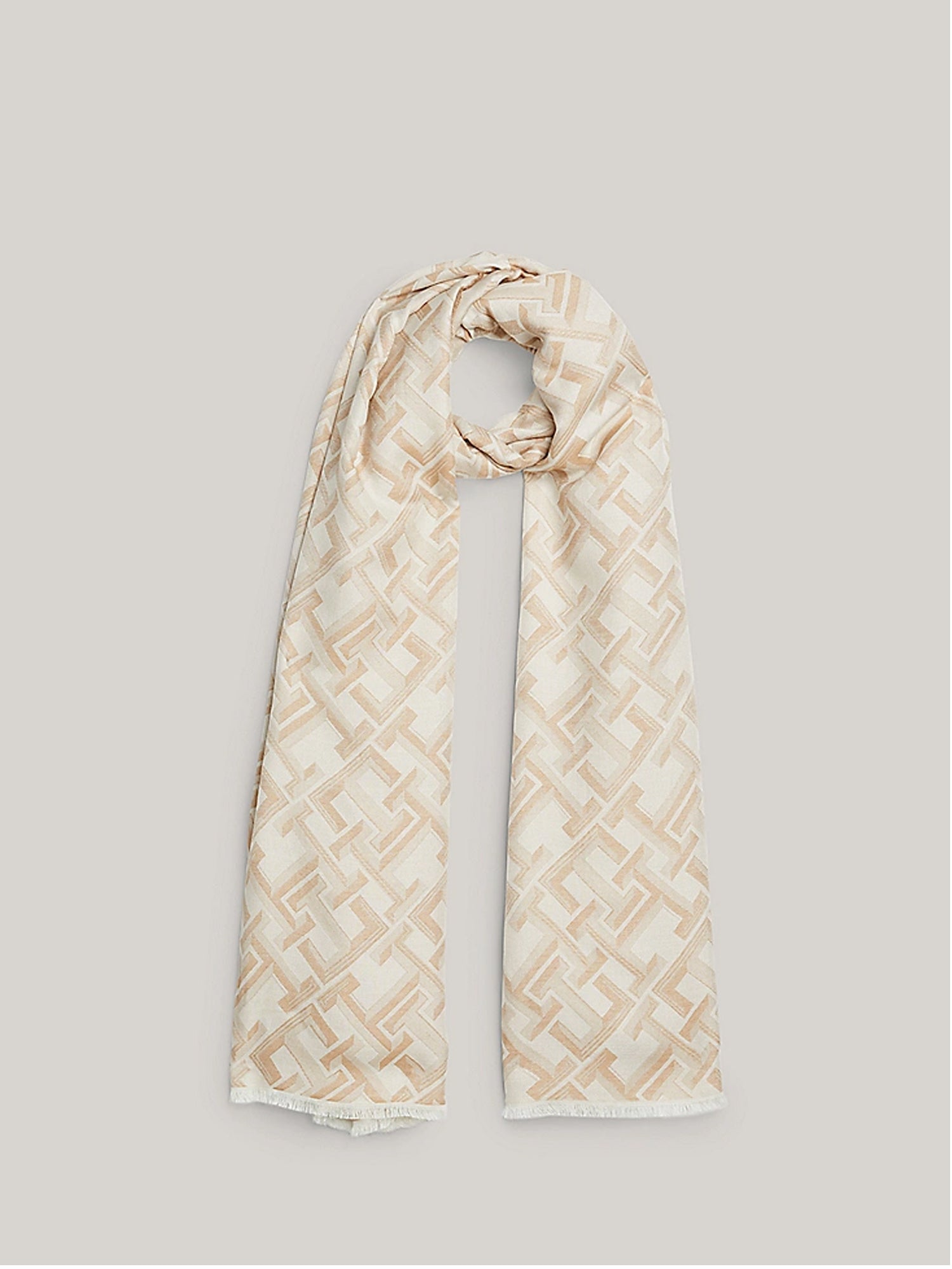 TOMMY HILFIGER TH MONOGRAM FOULARD IN JACQUARD BEIGE