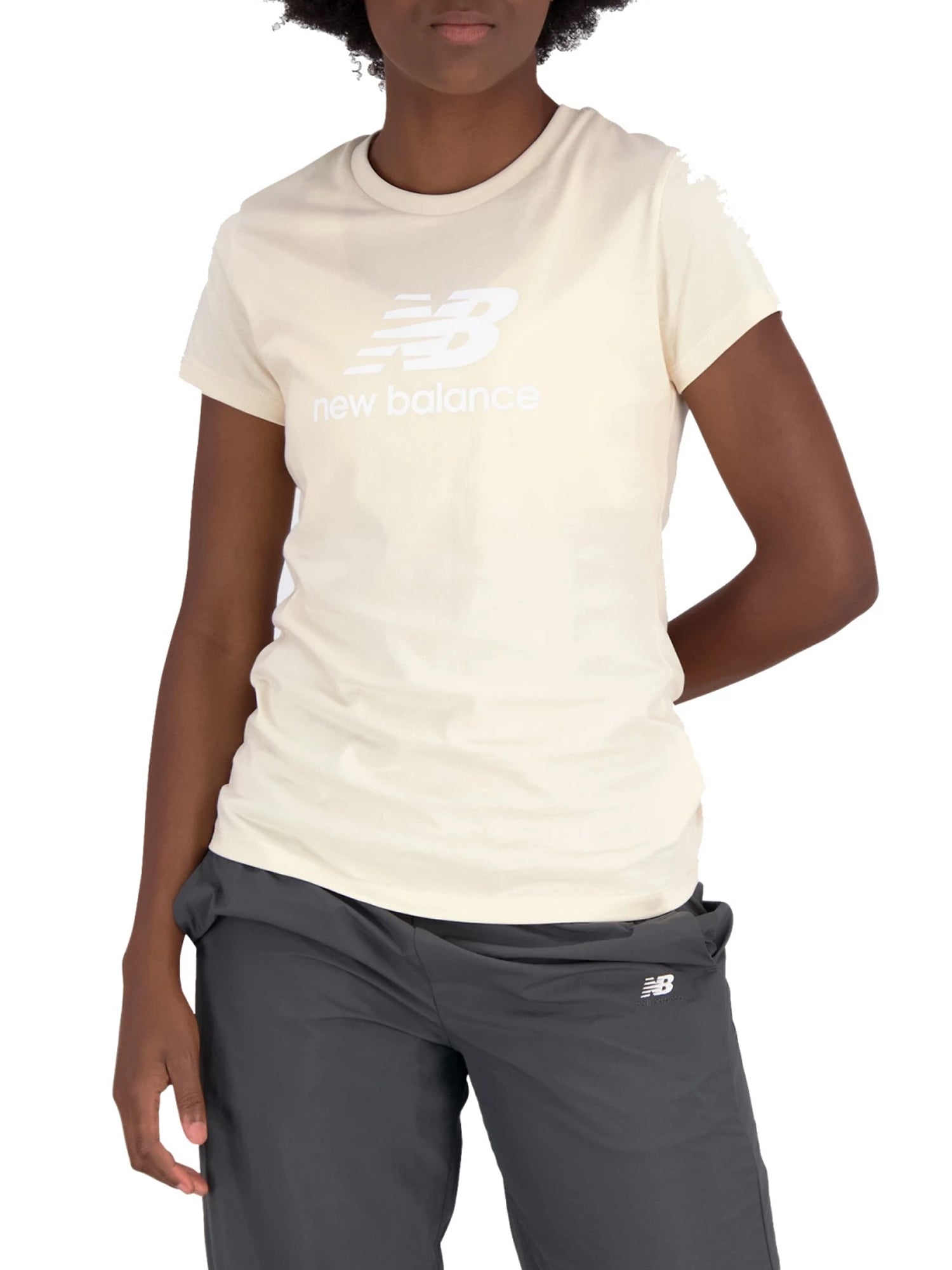 NEW BALANCE T-SHIRT MANICHE CORTE ESSENTIALS CREMA