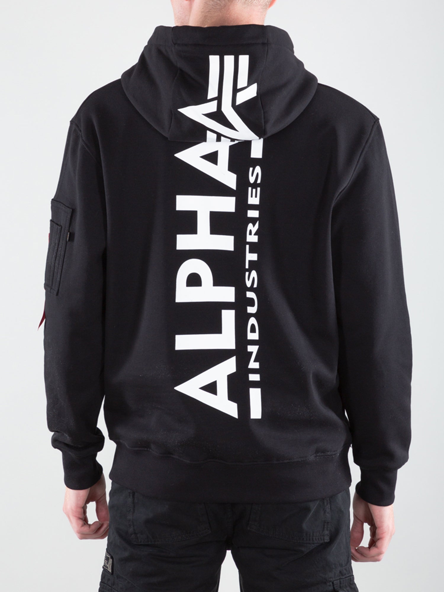 ALPHA INDUSTRIES FELPA CON CAPPUCCIO LOGO NERO