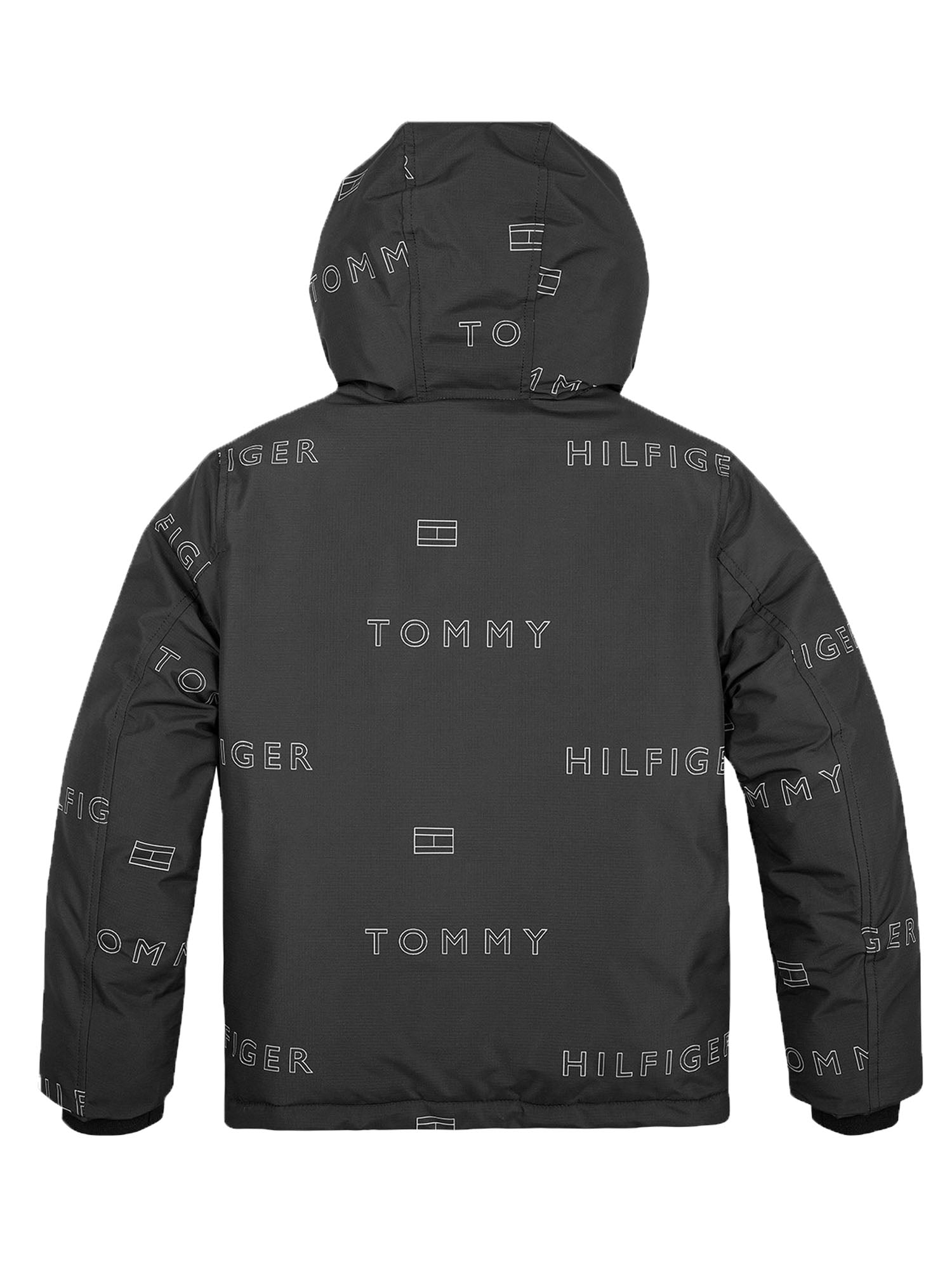 TOMMY HILFIGER GIACCA IDROREPELLENTE LOGO REPEAT NERO