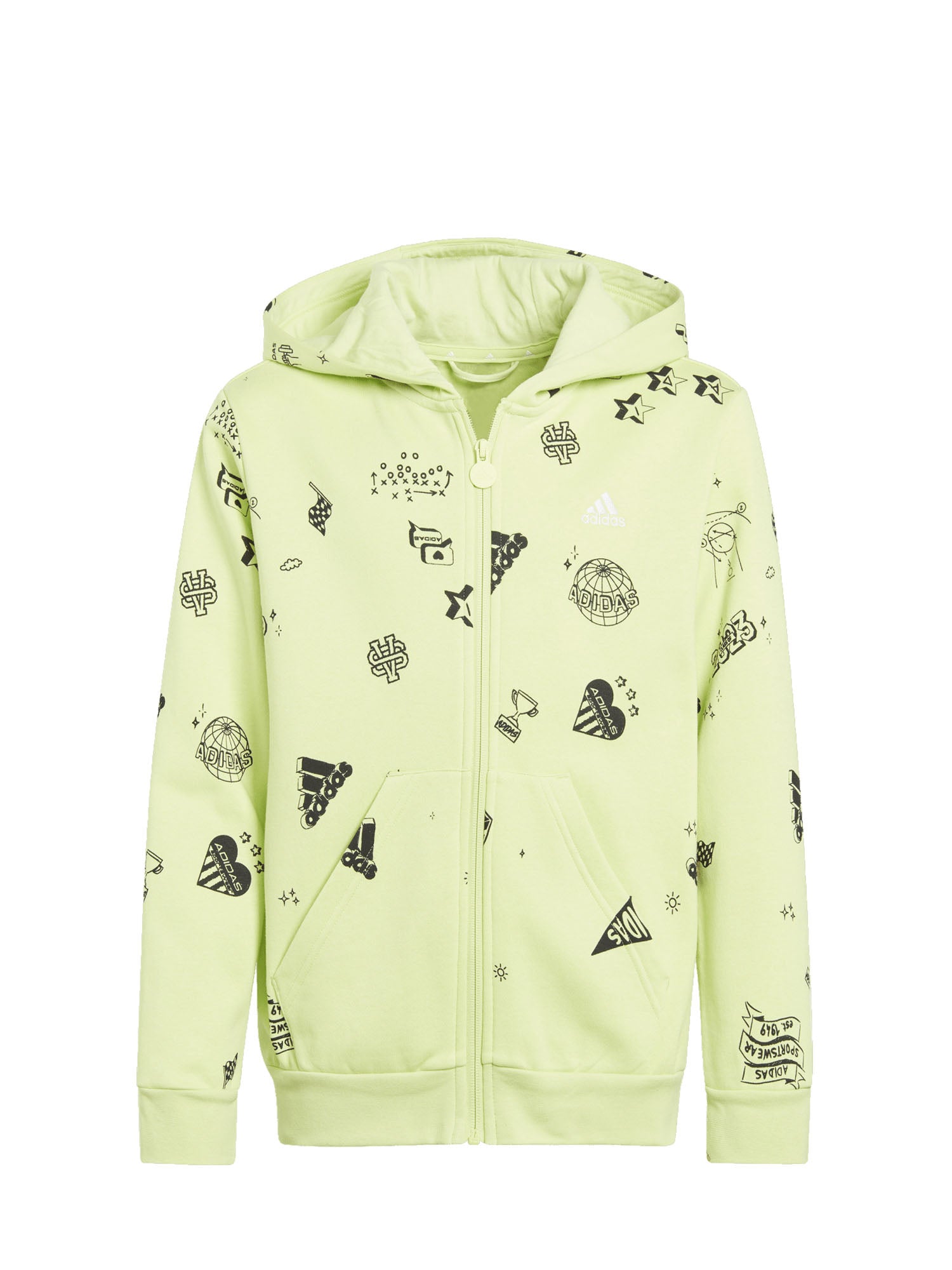 ADIDAS FELPA BRAND LOVE ALLOVER PRINT FULL-ZIP VERDE LIME