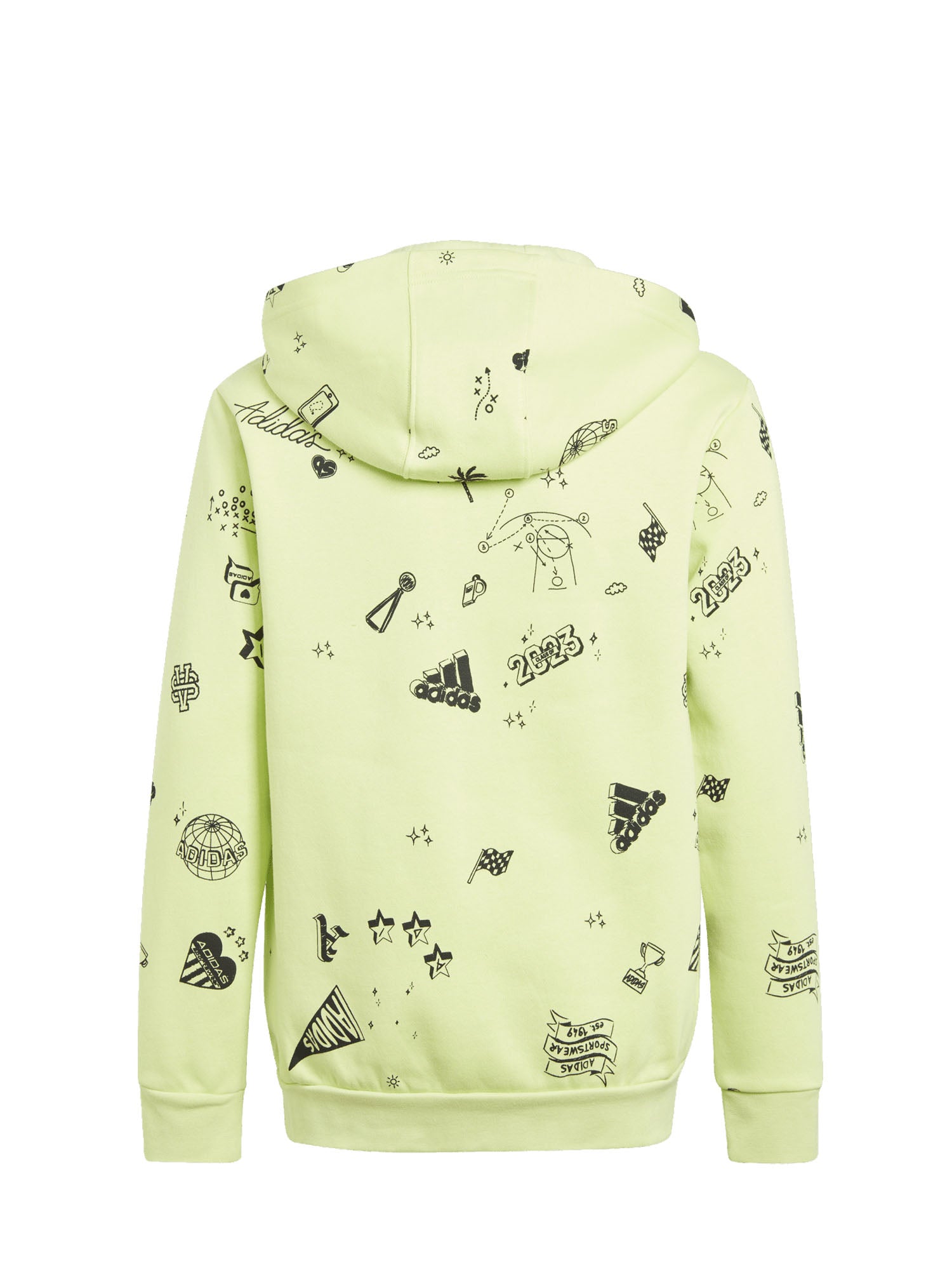 ADIDAS FELPA BRAND LOVE ALLOVER PRINT FULL-ZIP VERDE LIME