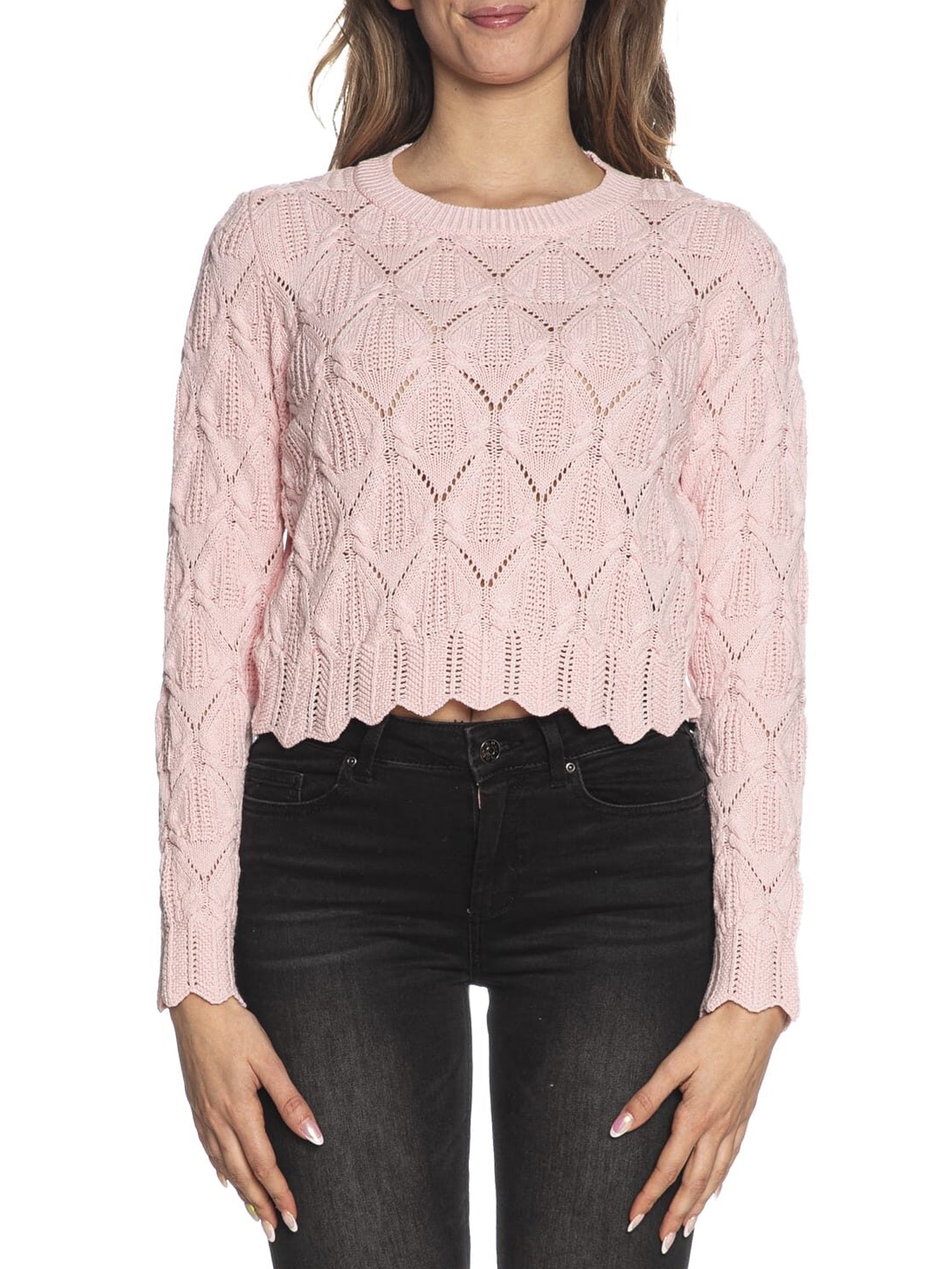 ONLY MAGLIA VIVA LIFE CROP ROSA PASTELLO