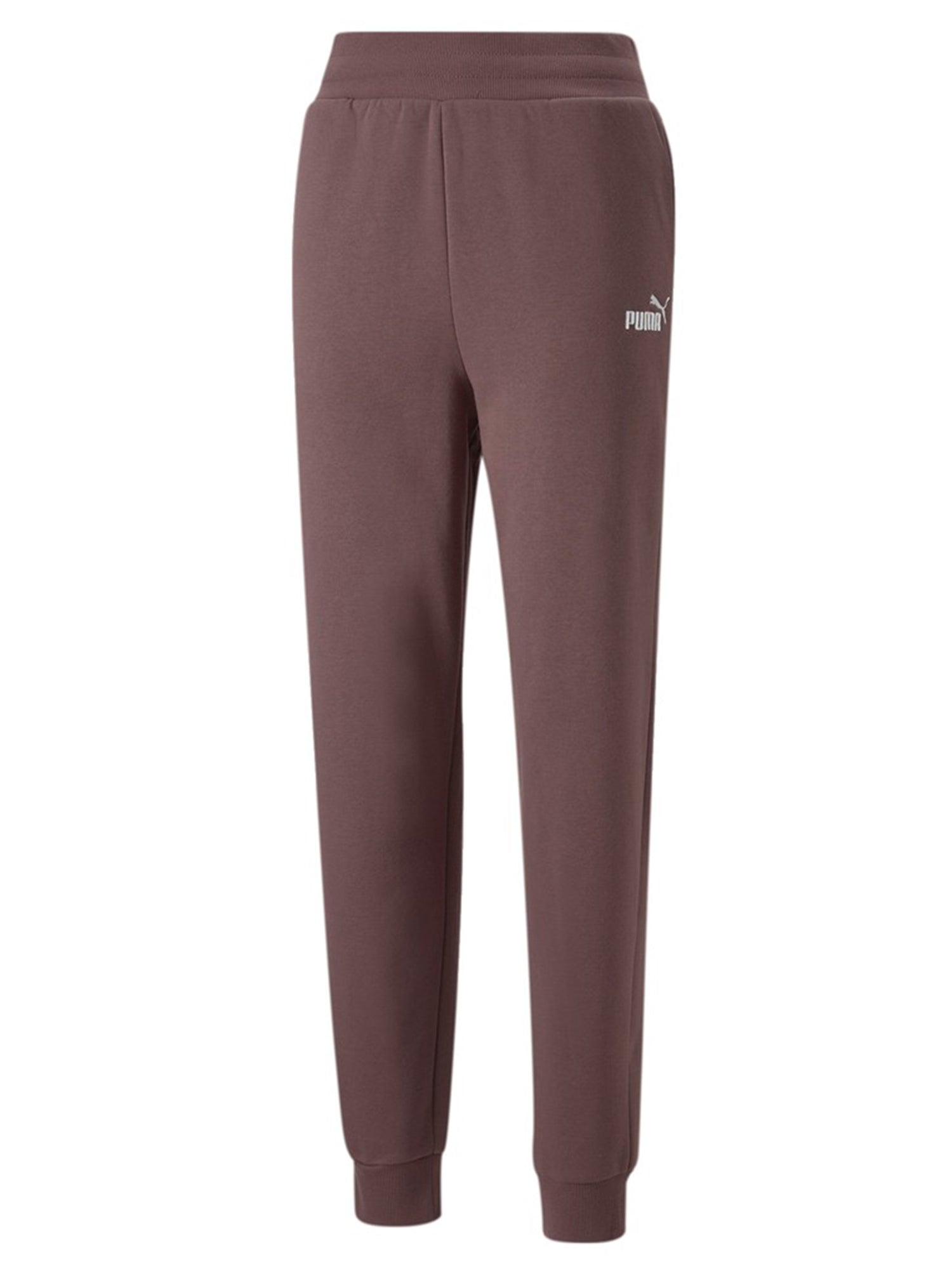 PUMA PANTALONI SPORTIVI DI TUTA ESS+EMBROIDERY HIGH-WAIST PRUGNA