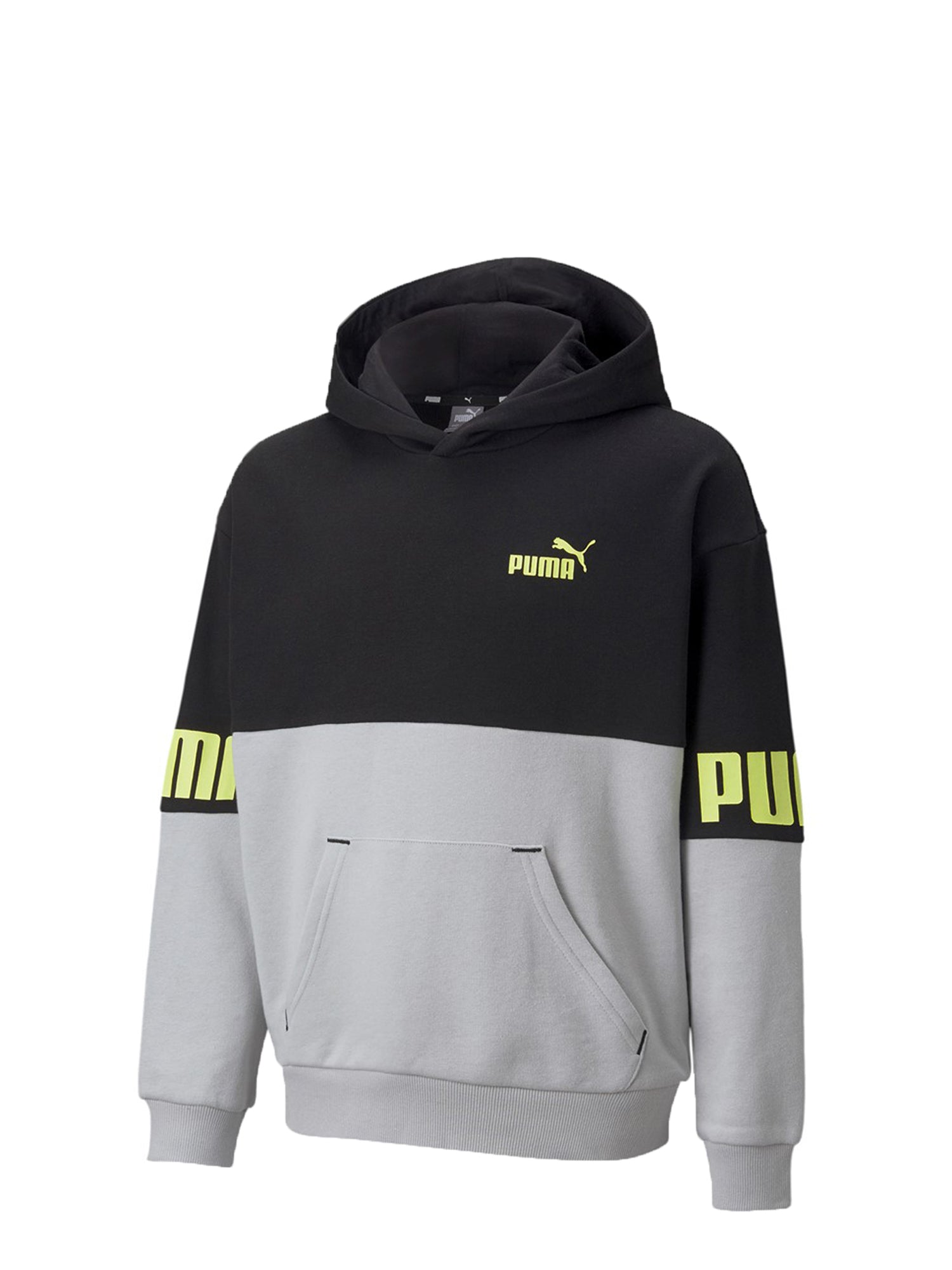 PUMA FELPA CON CAPPUCCIO POWER NERO - GRIGIO