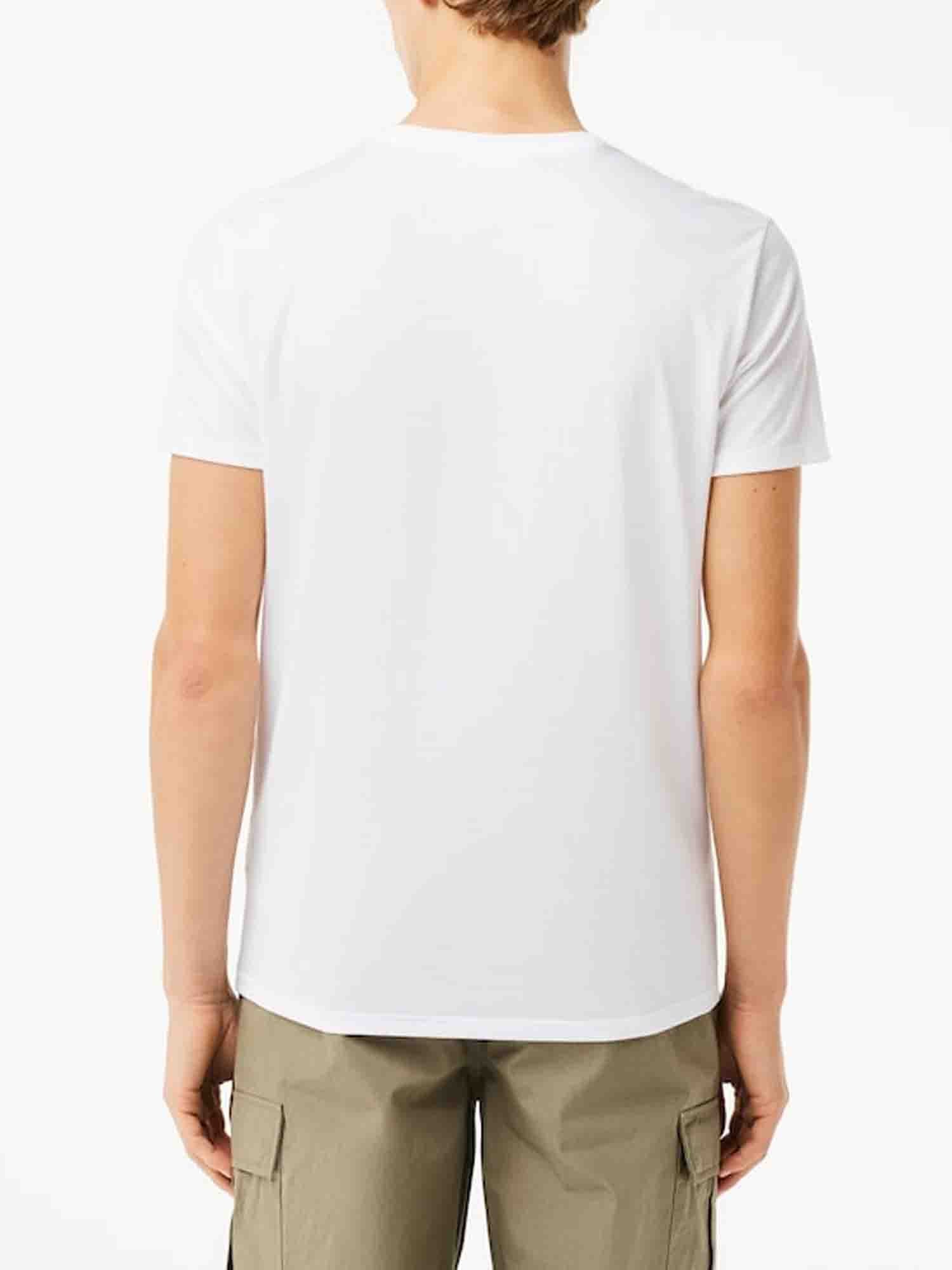 LACOSTE T-SHIRT CLASSICA TINTA UNITA BIANCO