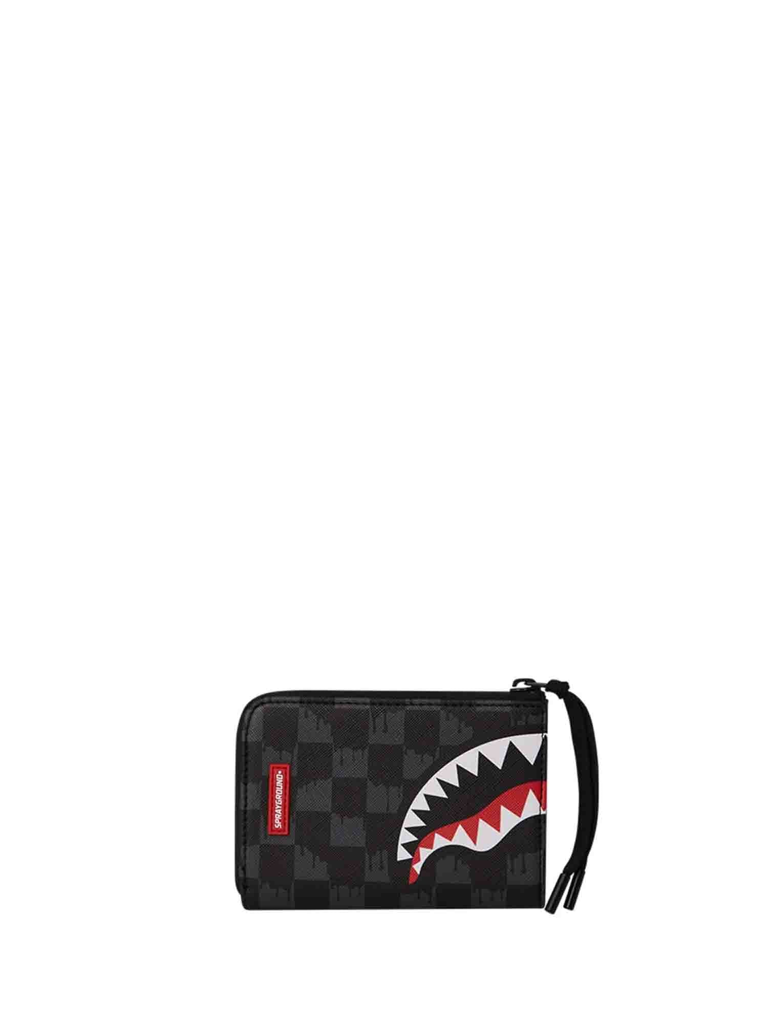 SPRAYGROUND DRIP CHECK SHARK PORTAFOGLI NERO