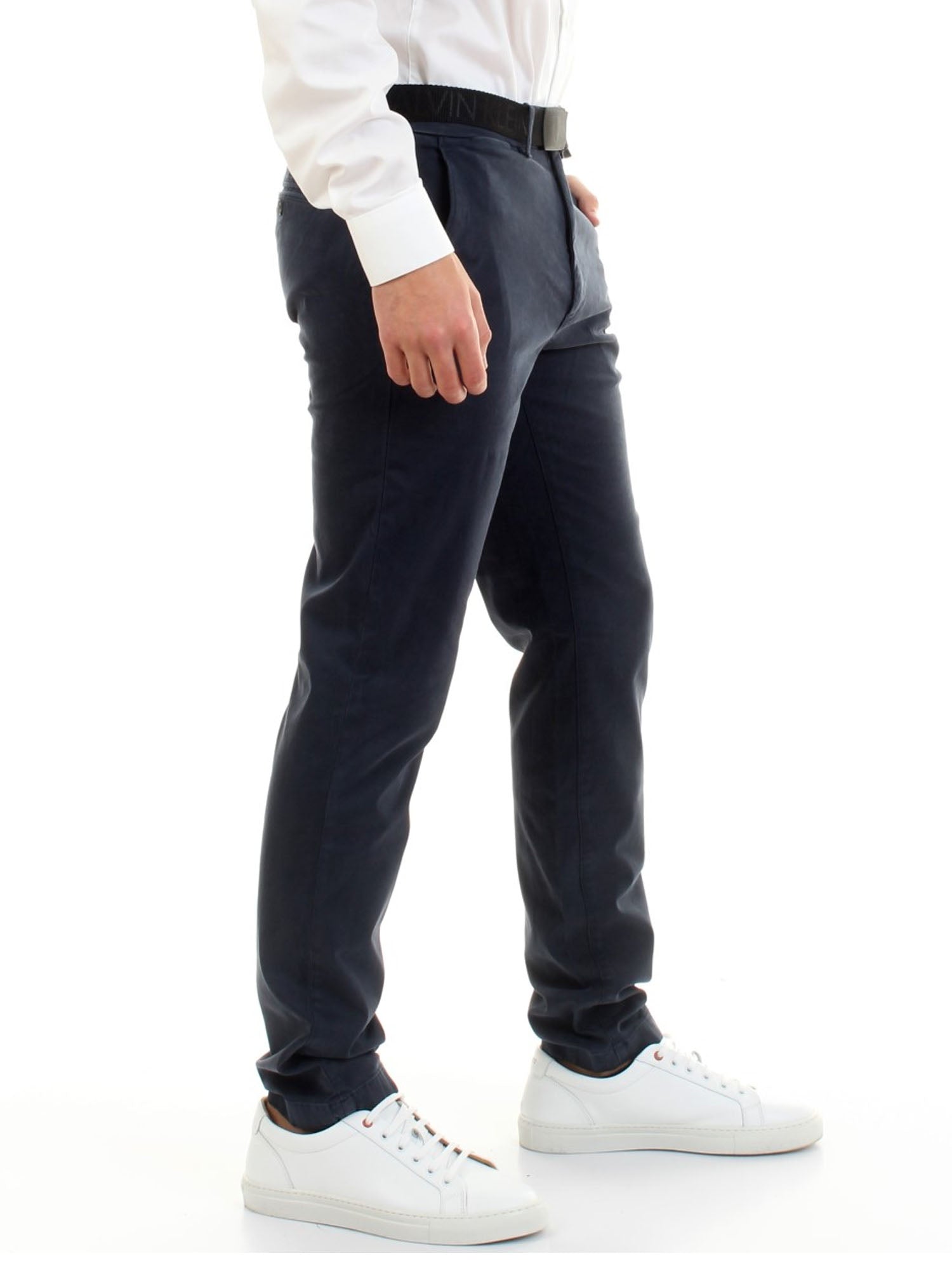 CALVIN KLEIN PANTALONE SLIM FIT DI COTONE BLU