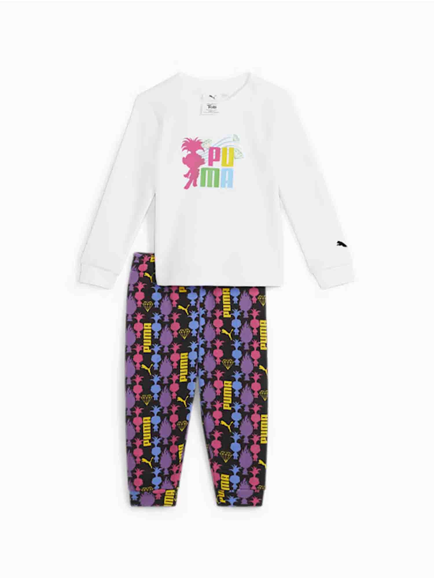 PUMA SET JOGGER X TROLLS NEONATO BIANCO-MULTICOLOR