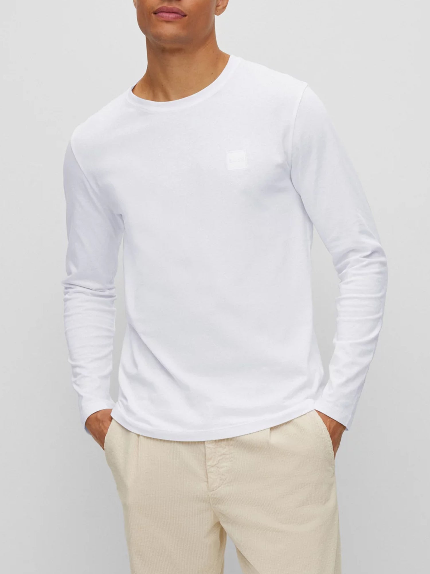 HUGO BOSS T-SHIRT MANICHE LUNGHE BIANCO