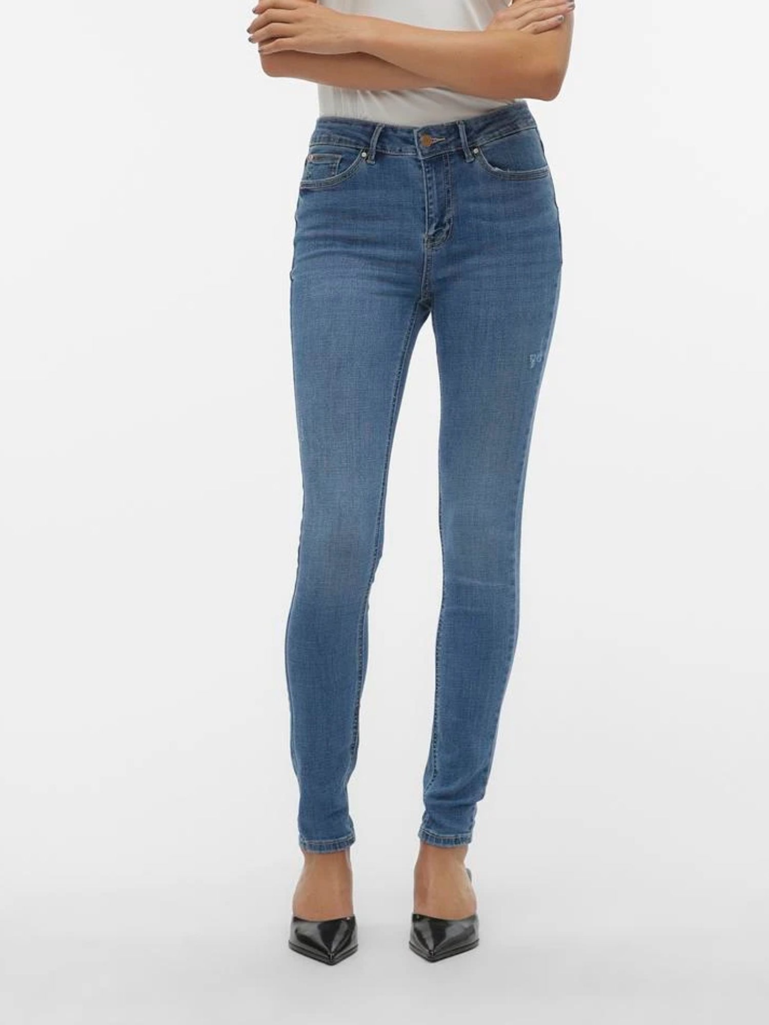 VERO MODA FLASH JEANS SKINNY FIT MEDIUM BLU DENIM