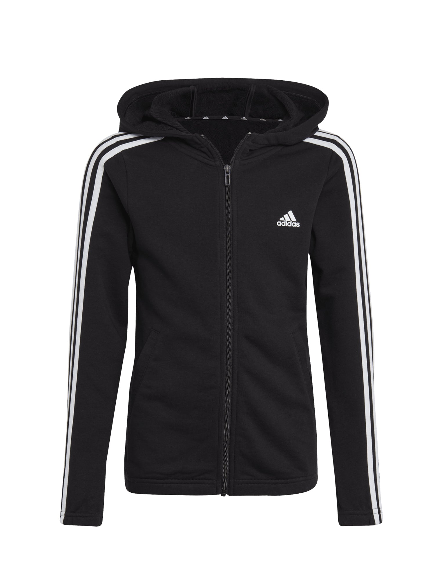 ADIDAS FELPA CON CAPPUCCIO ESSENTIALS 3-STRIPES FULL ZIP NERO