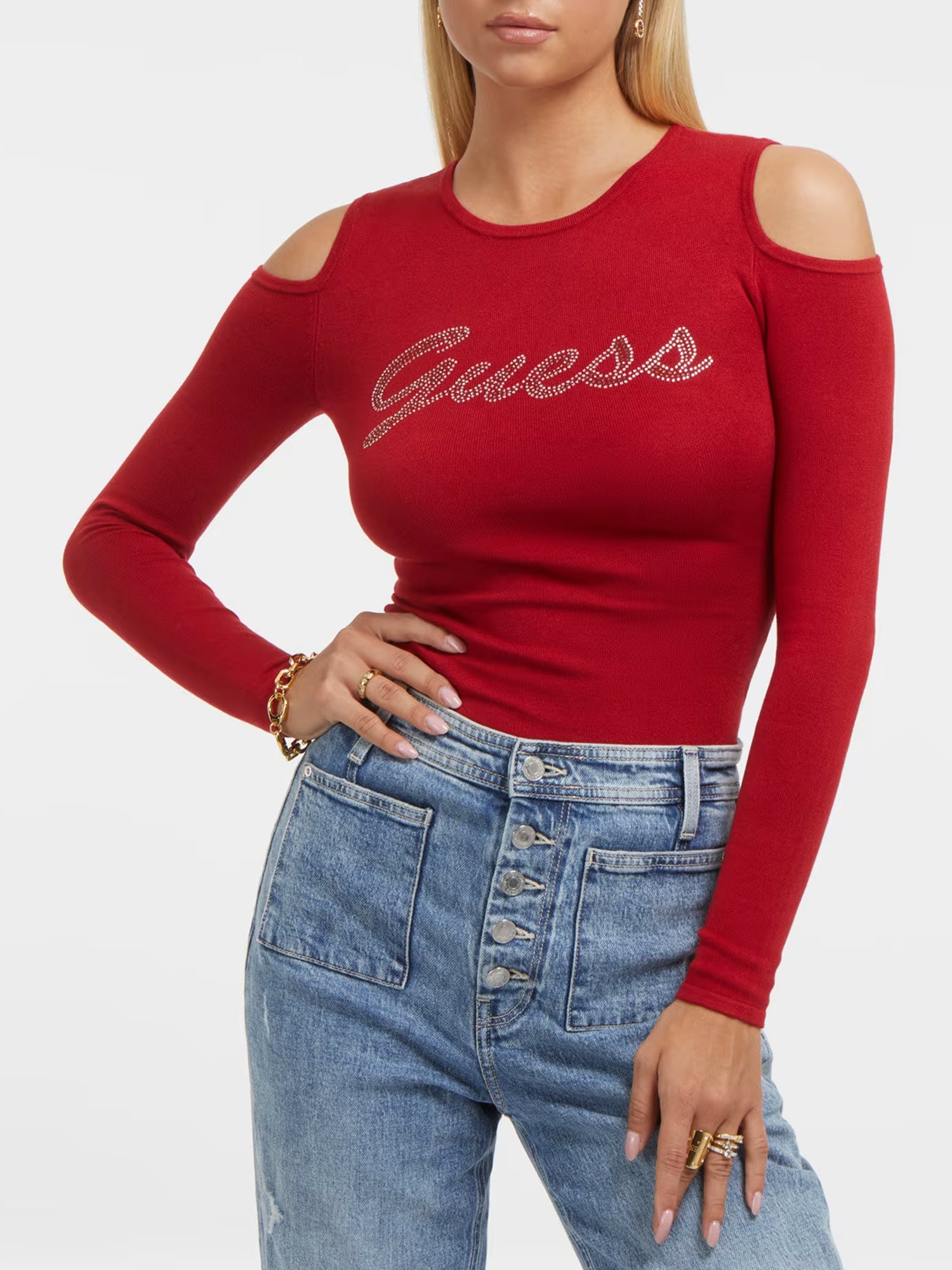 GUESS JEANS MAGLIA COLD ROSSO