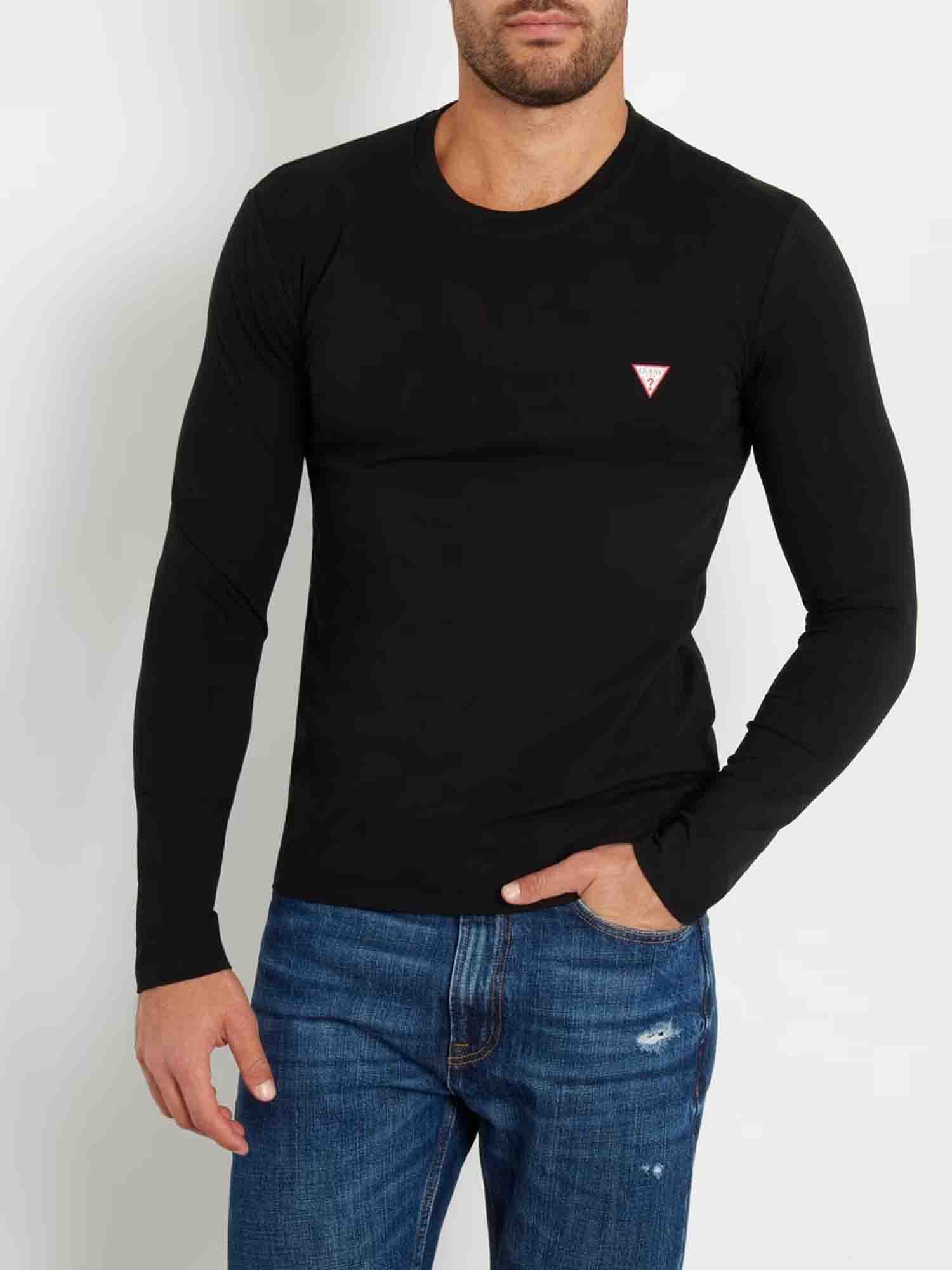 GUESS JEANS T-SHIRT MANICA LUNGA NERO