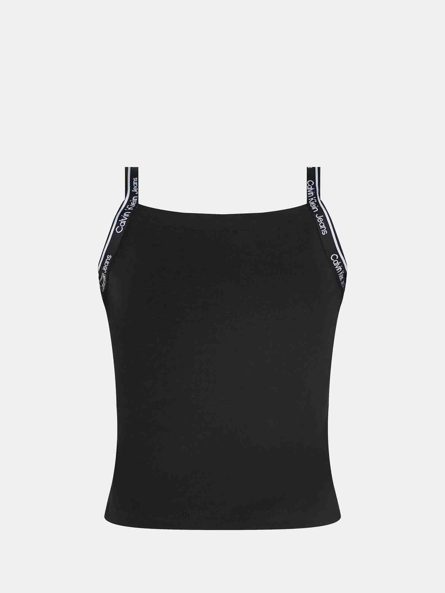 CALVIN KLEIN TOP LOGO TAPE DA RAGAZZA NERO