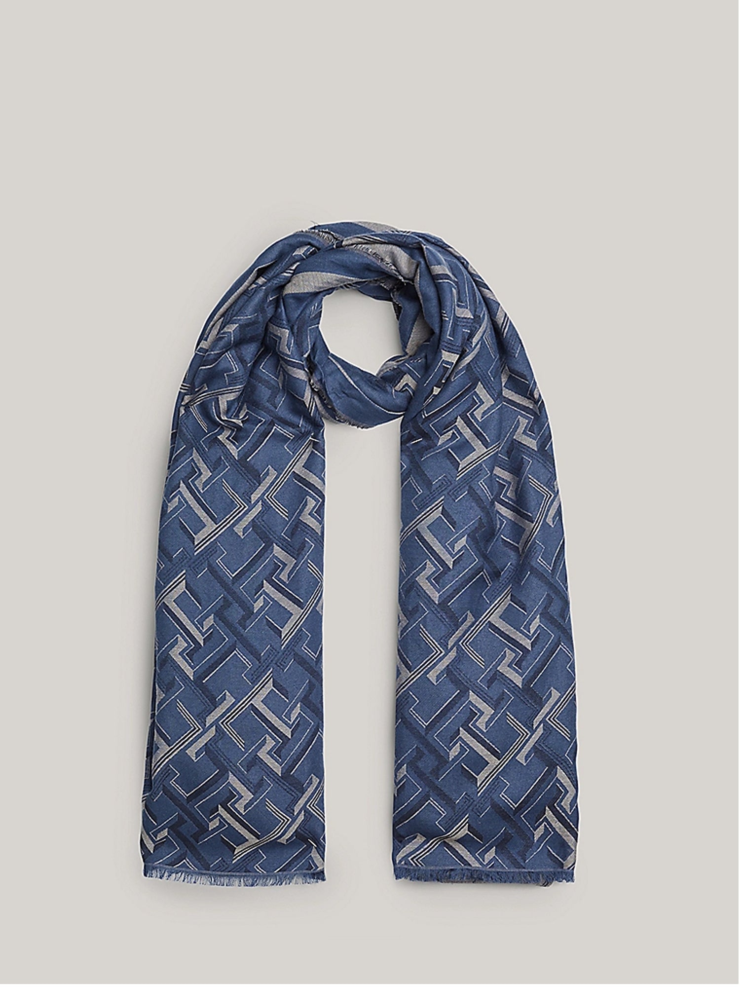 TOMMY HILFIGER TH MONOGRAM FOULARD IN JACQUARD BLU