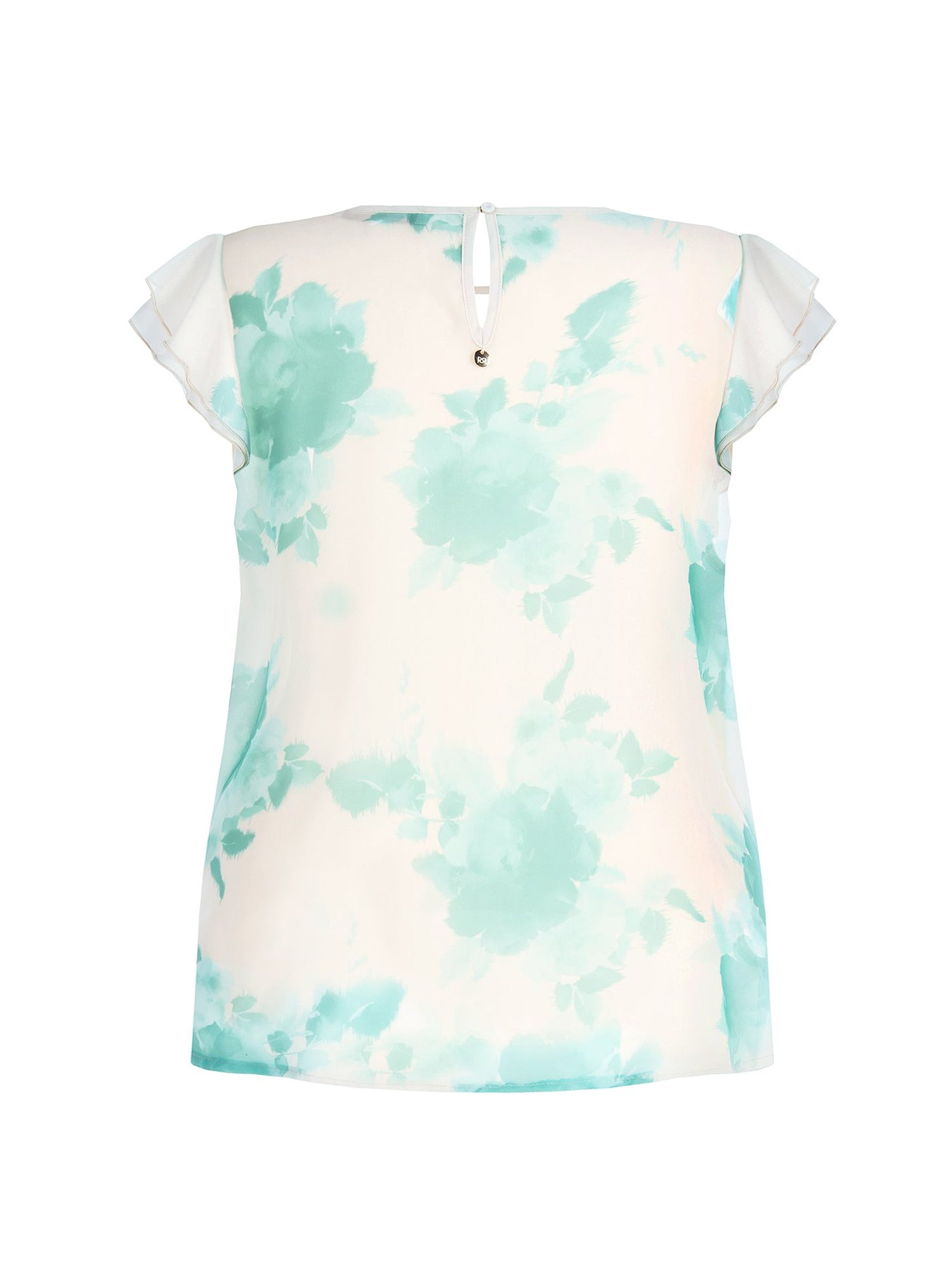 RINASCIMENTO BLUSA CON STAMPA FLOREALE BIANCO - VERDE ACQUA