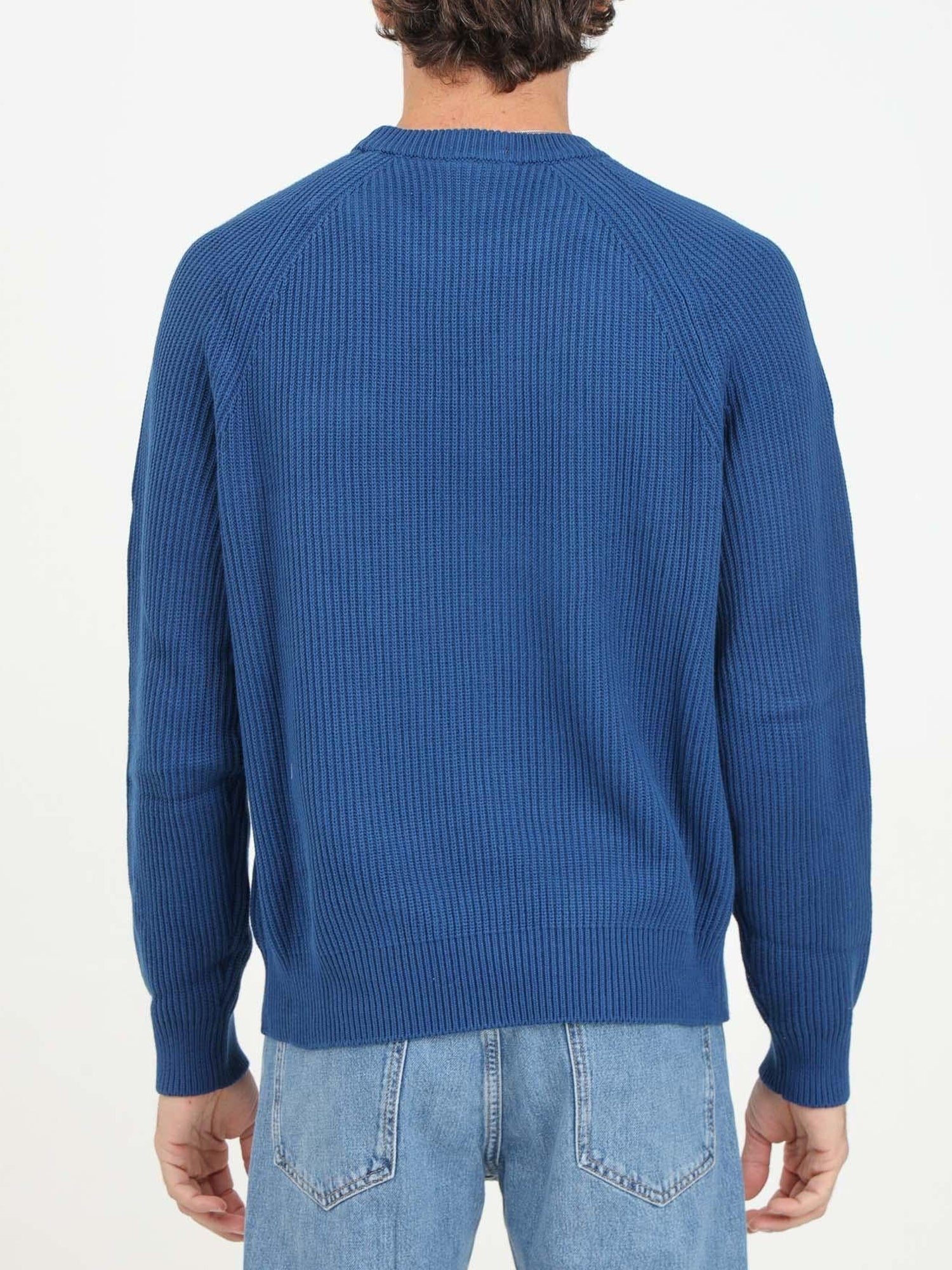 LACOSTE MAGLIONE GIROCOLLO IN COTONE A COSTINE BLU - AZZURRO