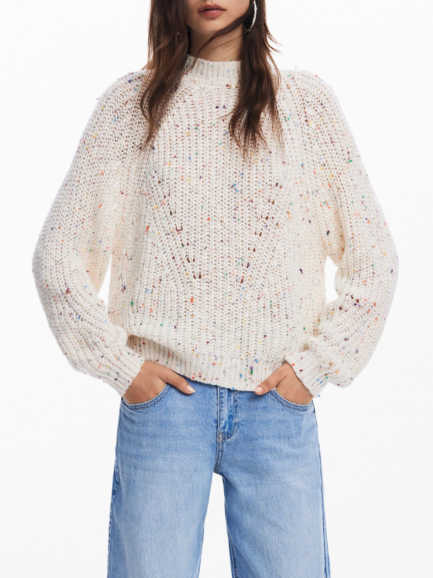 DESIGUAL MAGLIONE OVERSIZE BIANCO