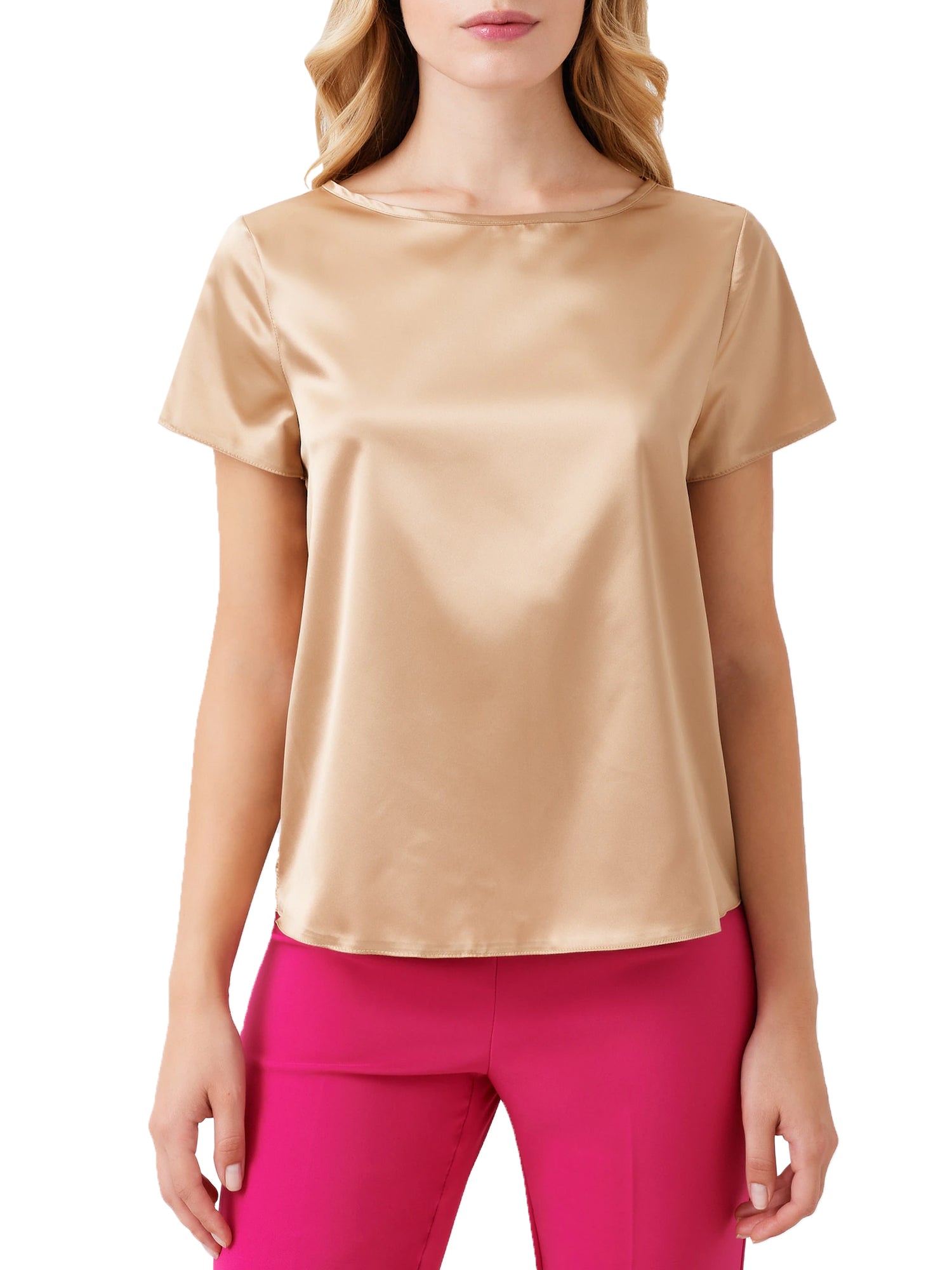 RINASCIMENTO T-SHIRT IN SATIN BEIGE