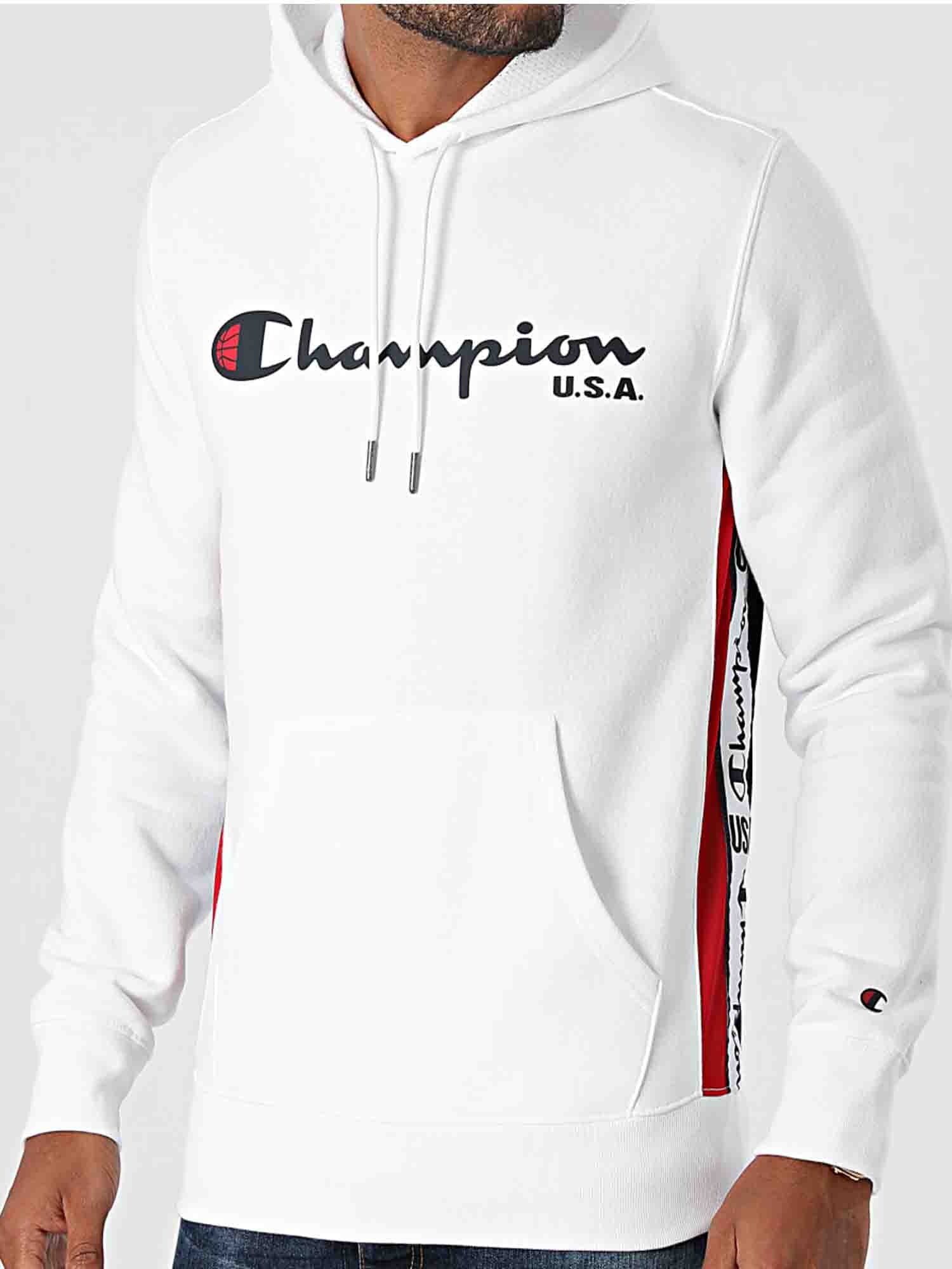 CHAMPION FELPA CON CAPPUCCIO BIANCO