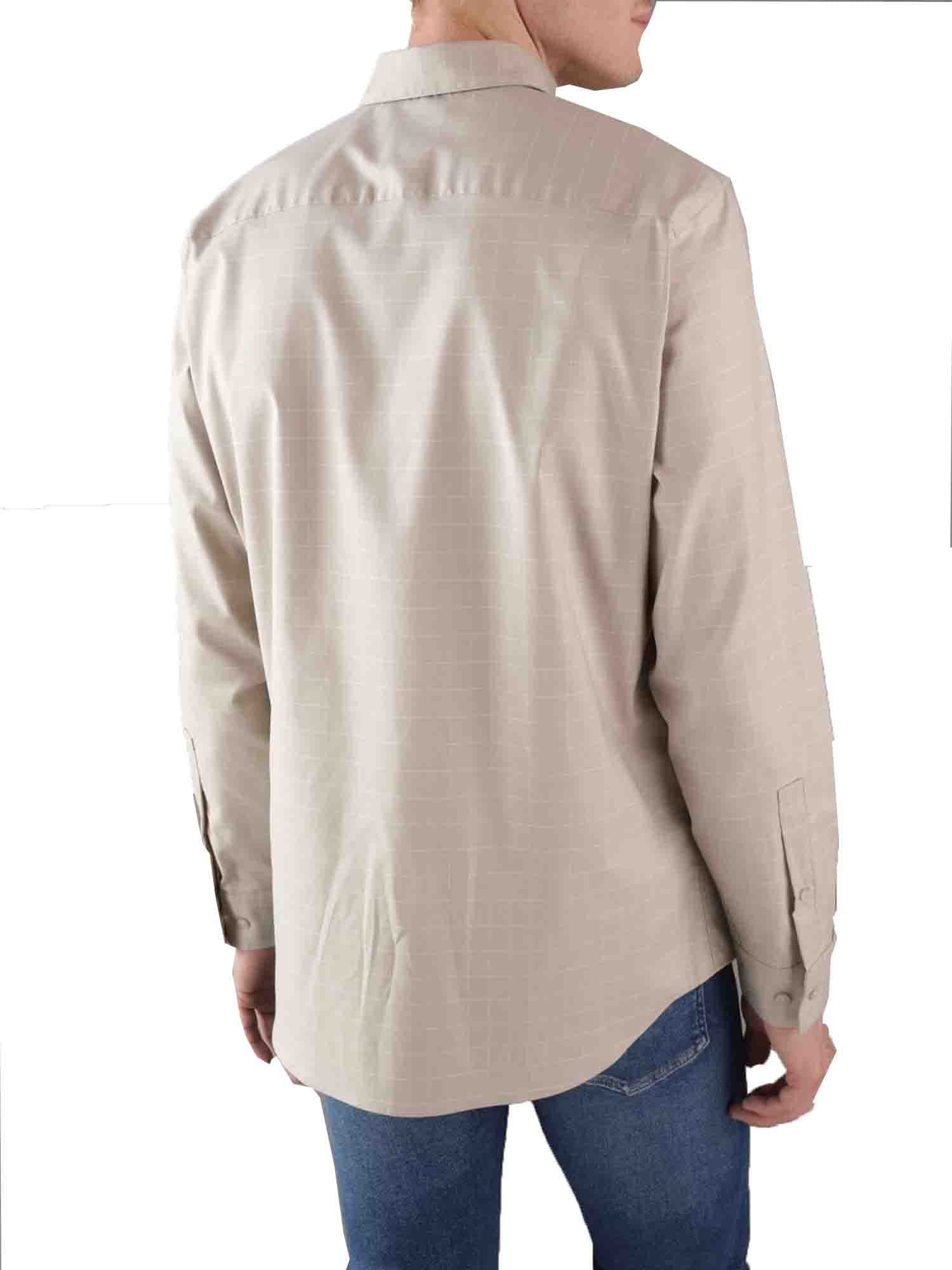 CALVIN KLEIN CAMICIA OXFORD FANTASIA A QUADRI BEIGE