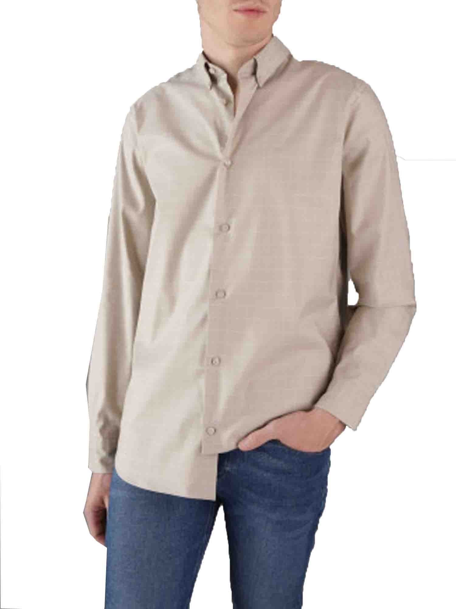 CALVIN KLEIN CAMICIA OXFORD FANTASIA A QUADRI BEIGE