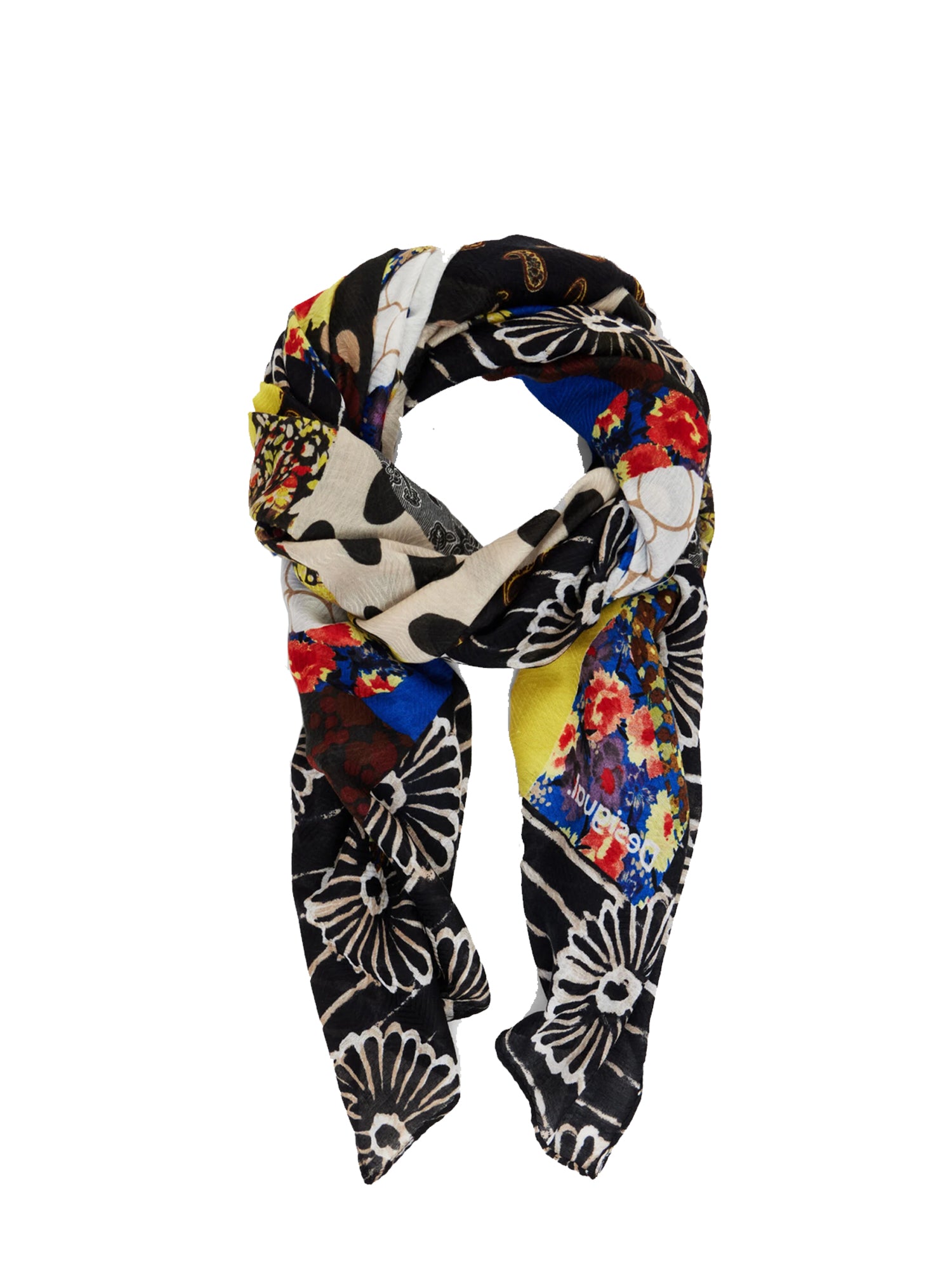 DESIGUAL FOULARD PATCH FLOREALE BLU