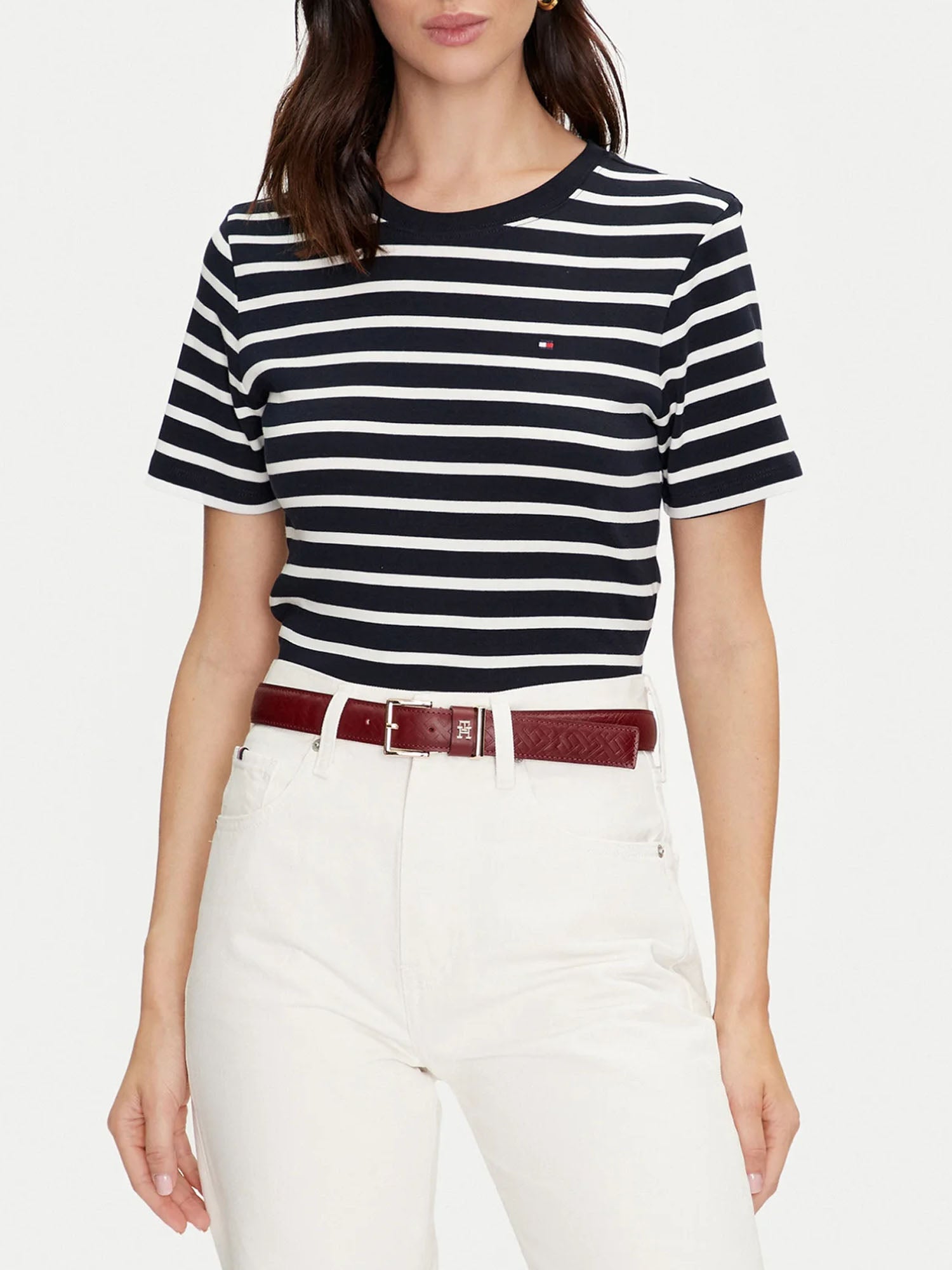 TOMMY HILFIGER T-SHIRT SLIM CODY BLU-BIANCO