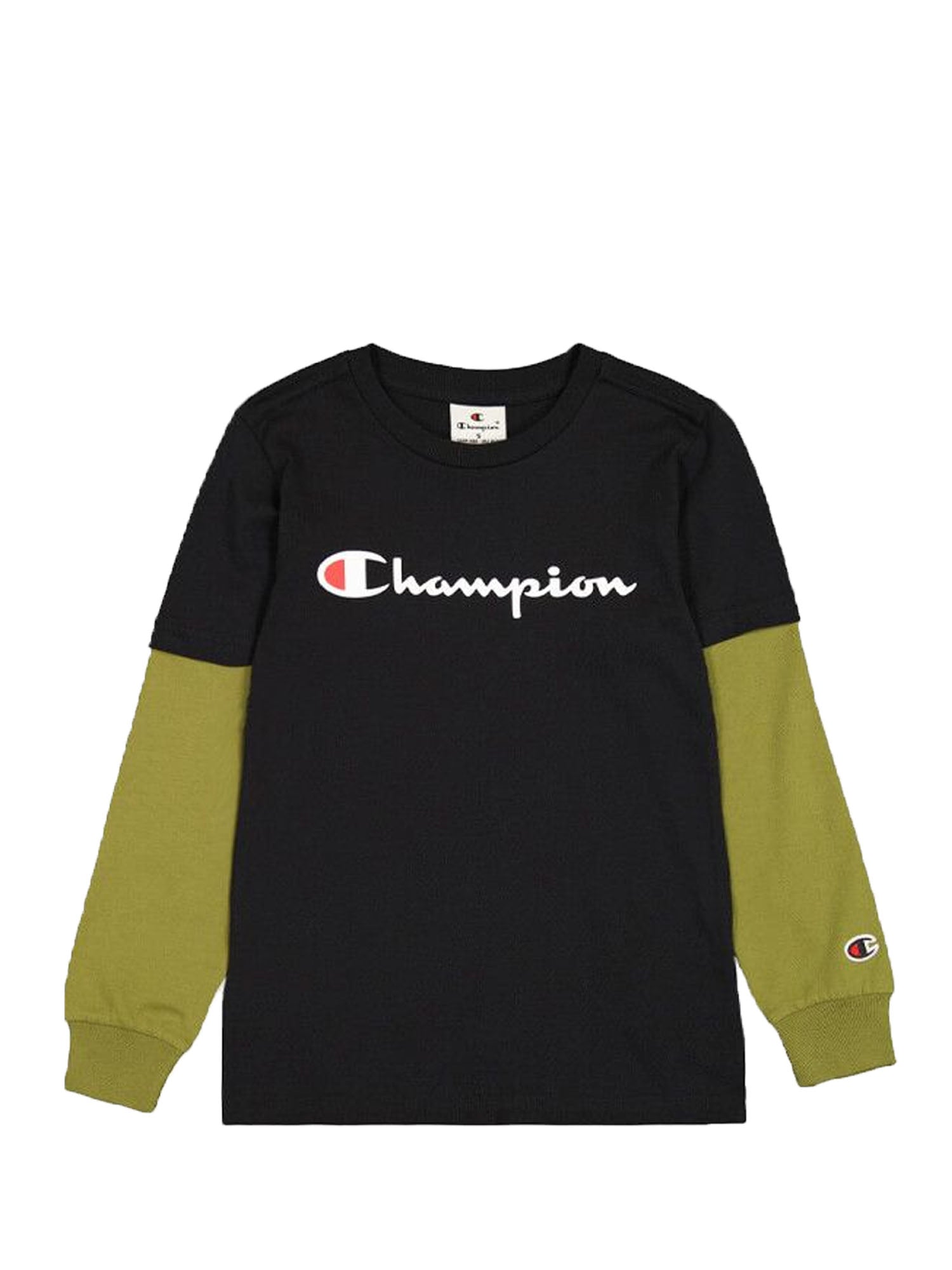 CHAMPION T-SHIRT A MANICA LUNGA NERO - VERDE