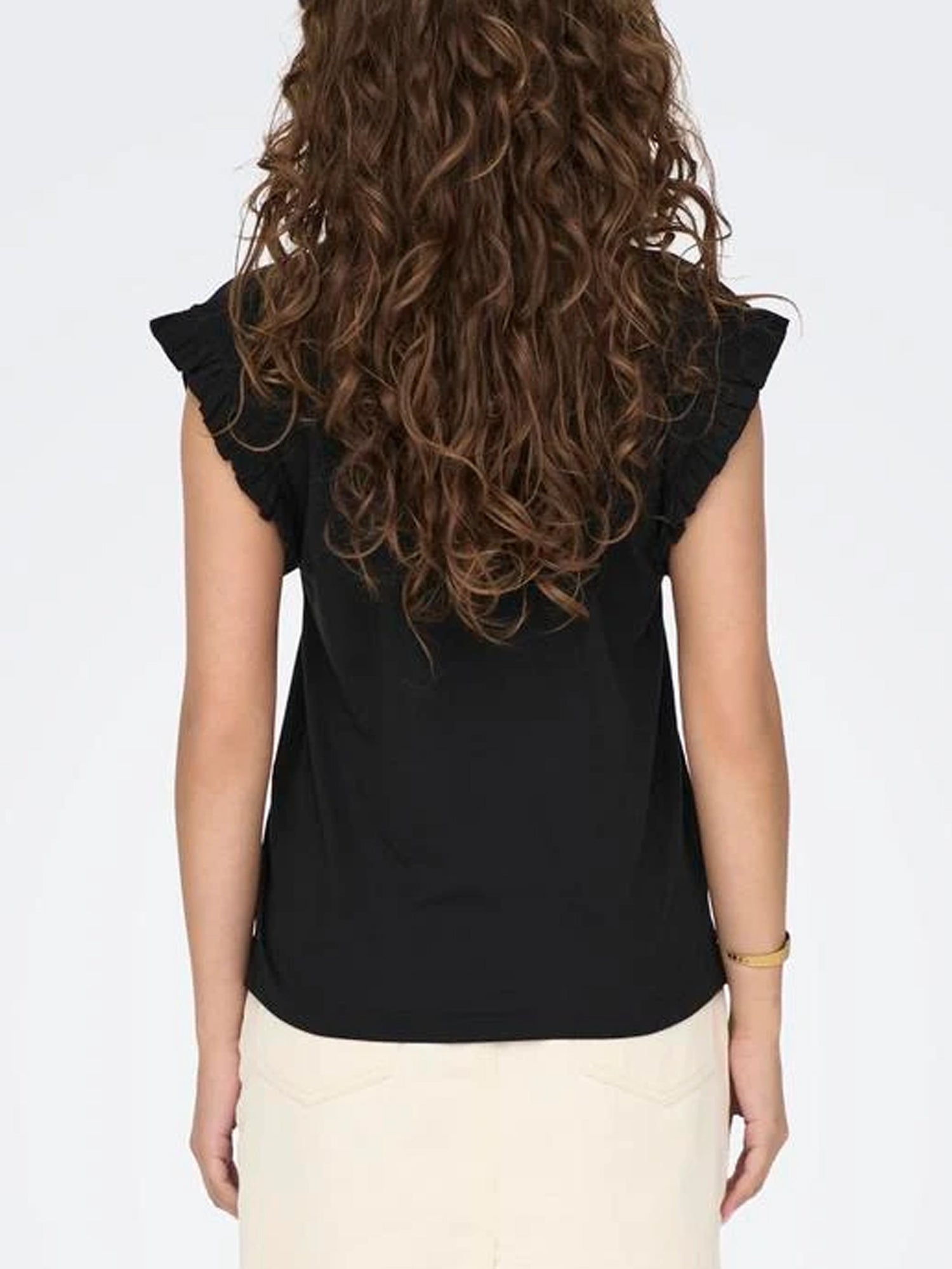 ONLY T-SHIRT FILIPPA CON ROUCHES NERO