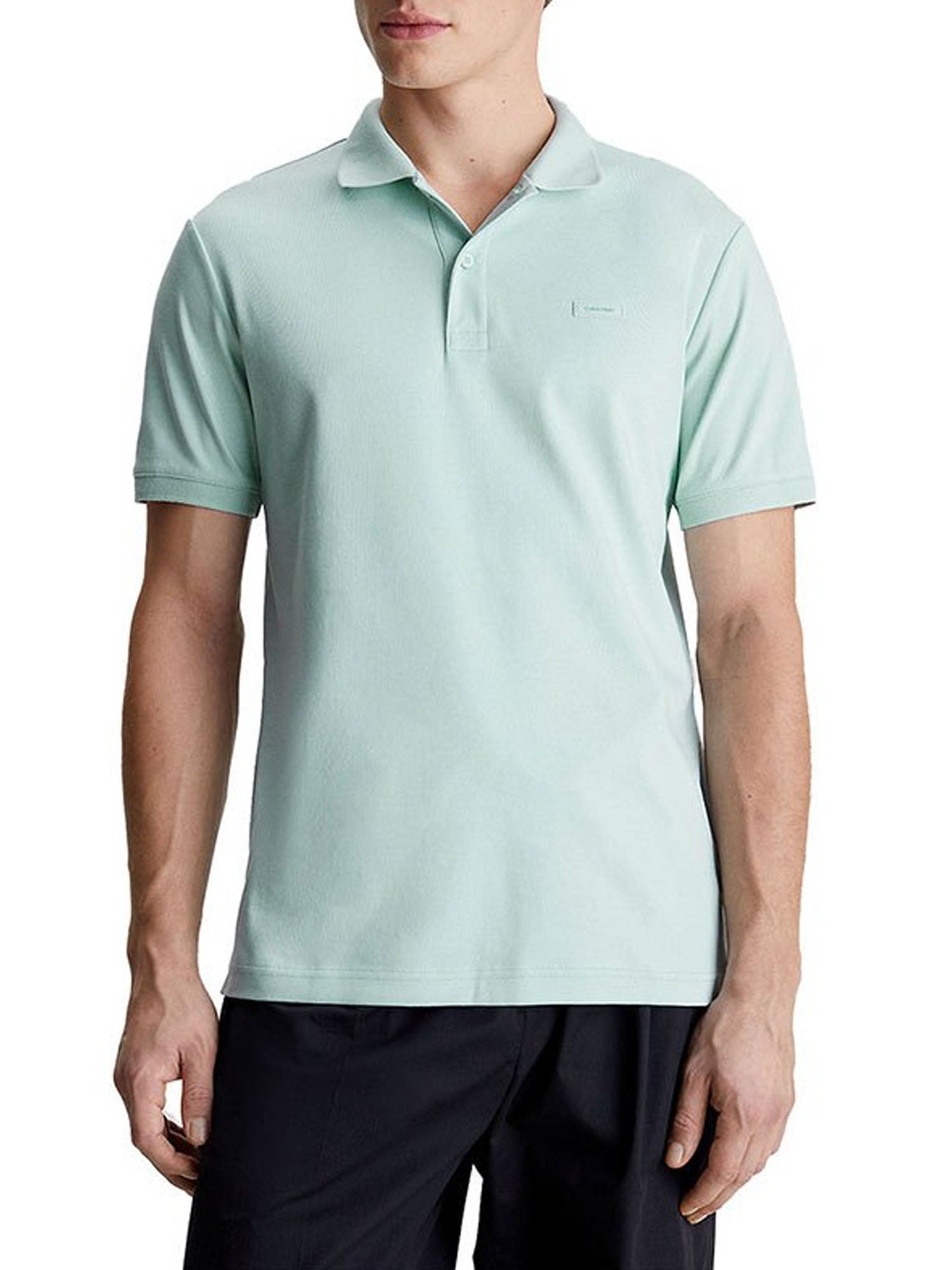 CALVIN KLEIN POLO SMOOTH COTTON SLIM VERDE ACQUA