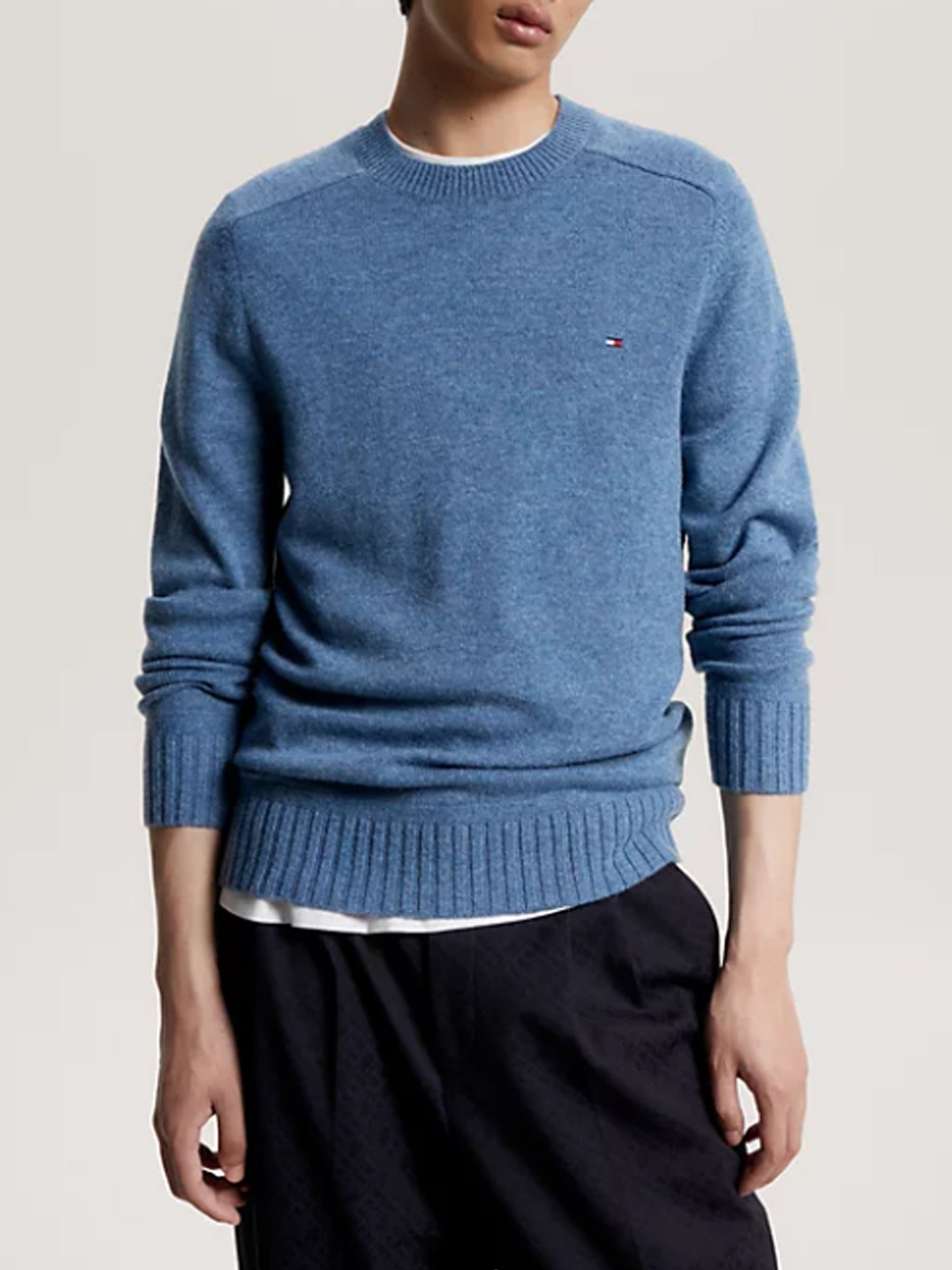 TOMMY HILFIGER PULLOVER IN LANA BLU CHIARO