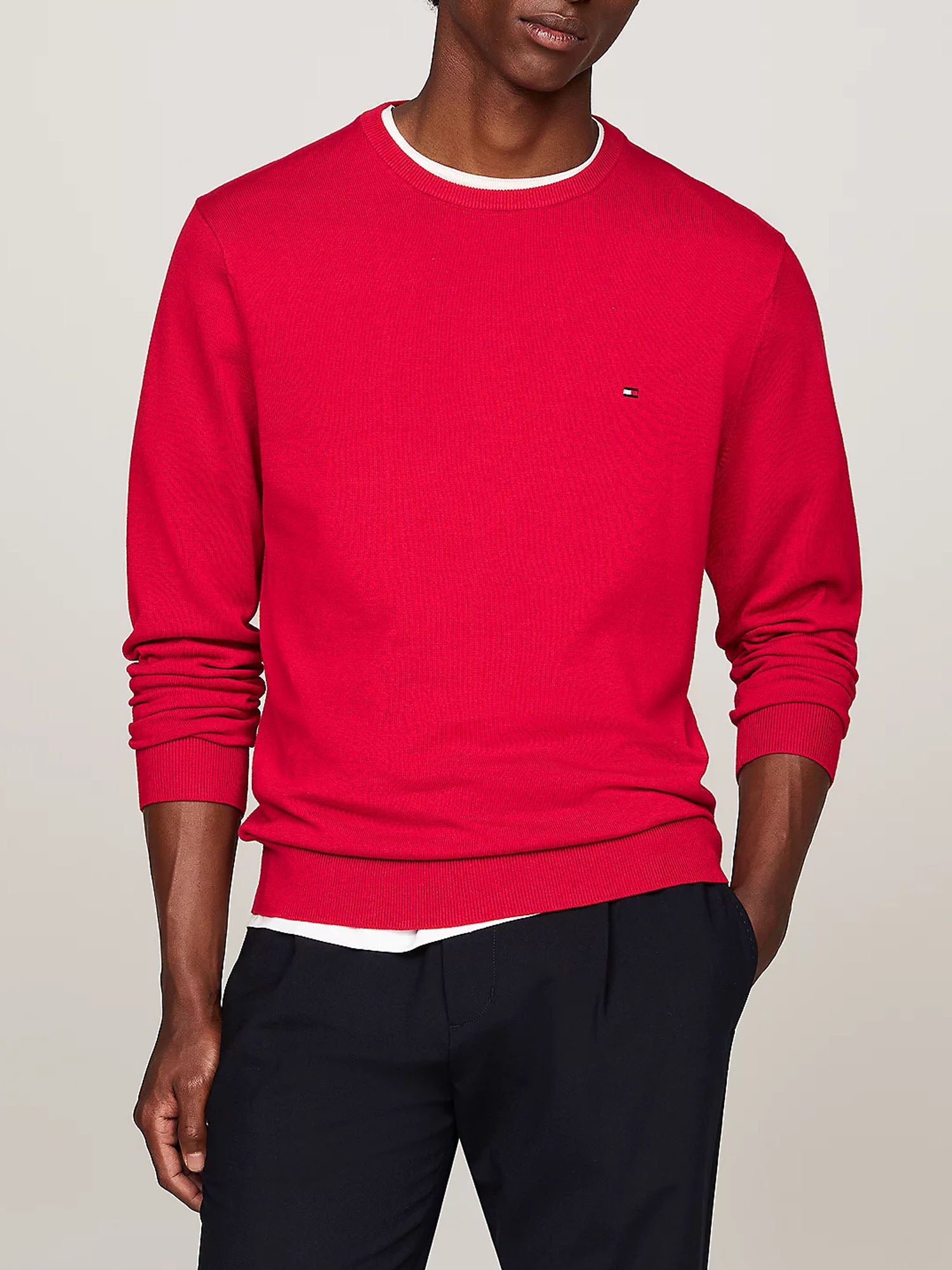 TOMMY HILFIGER PULLOVER CORE ESSENTIAL COTTO ROSSO