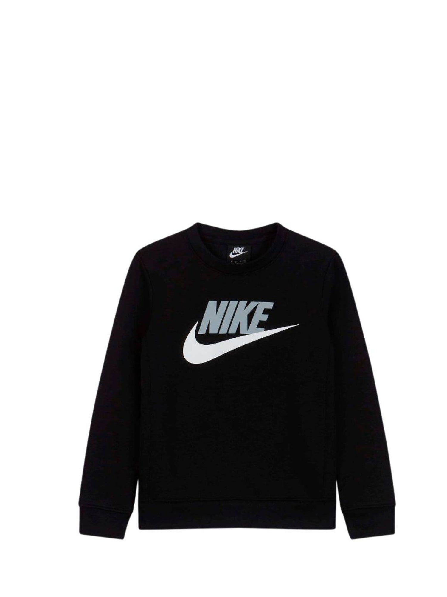 NIKE CLUB HBR FLEECE CREW FELPA BAMBINO NERO