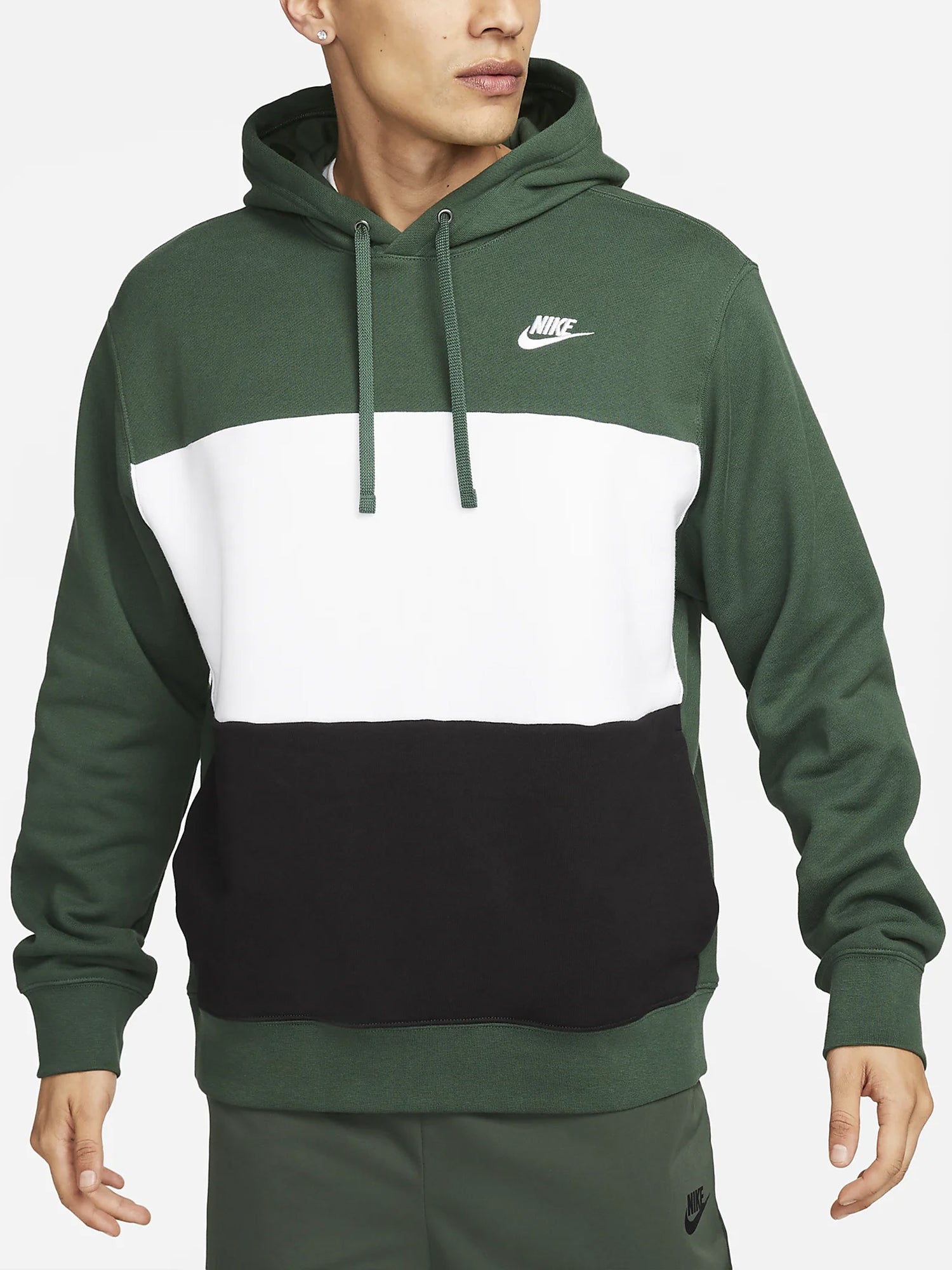 NIKE FELPA CON CAPPUCCIO CLUB FLEECE VERDE