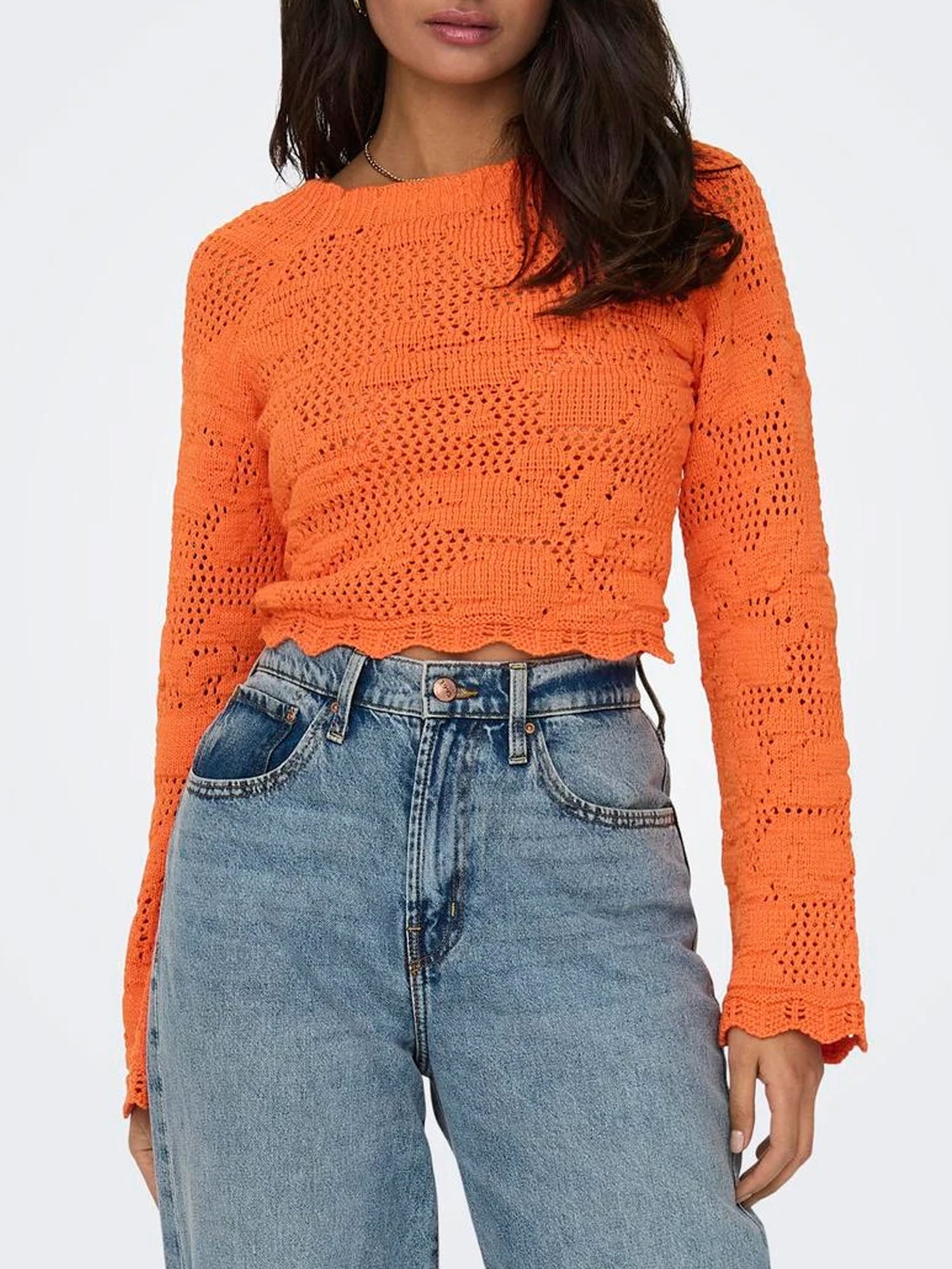 ONLY MAGLIA CILLE CROPPED ARANCIO