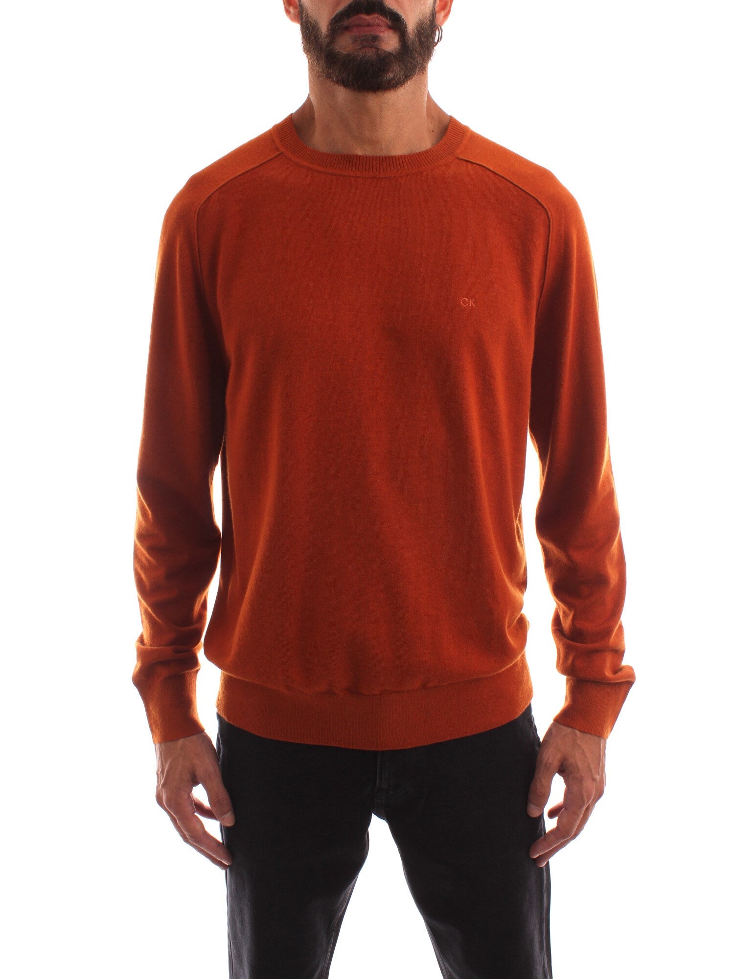 CALVIN KLEIN PULLOVER GIROCOLLO MARRONE