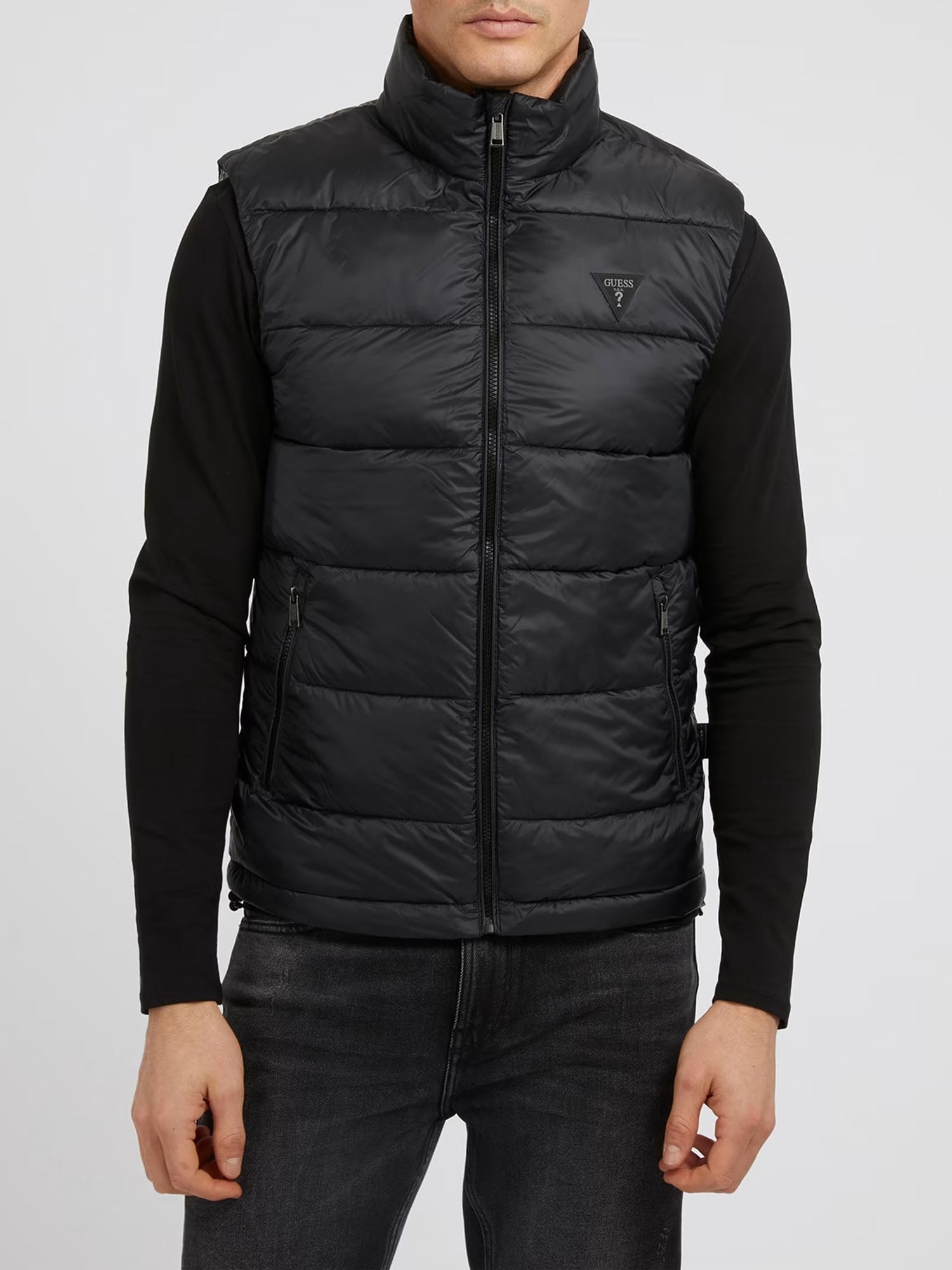 GUESS JEANS GILET SUPER LIGHT PUFFA NERO