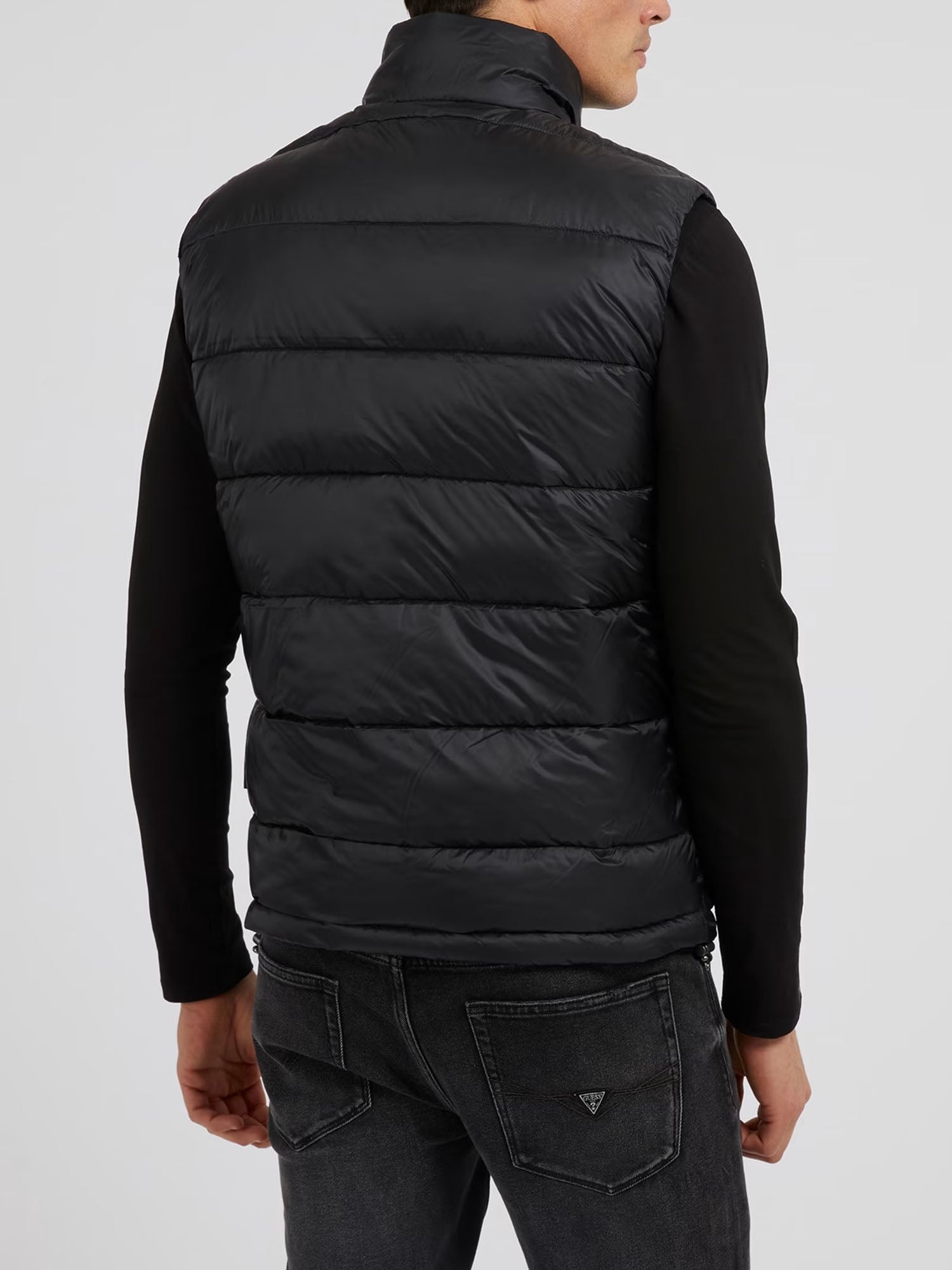 GUESS JEANS GILET SUPER LIGHT PUFFA NERO