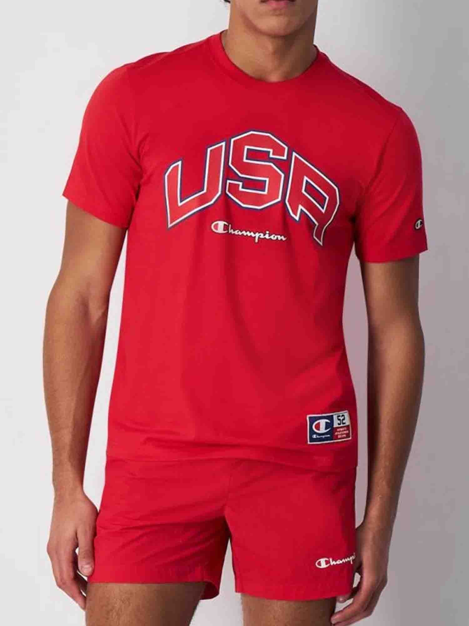 CHAMPION T-SHIRT CON LOGO USA ROSSO