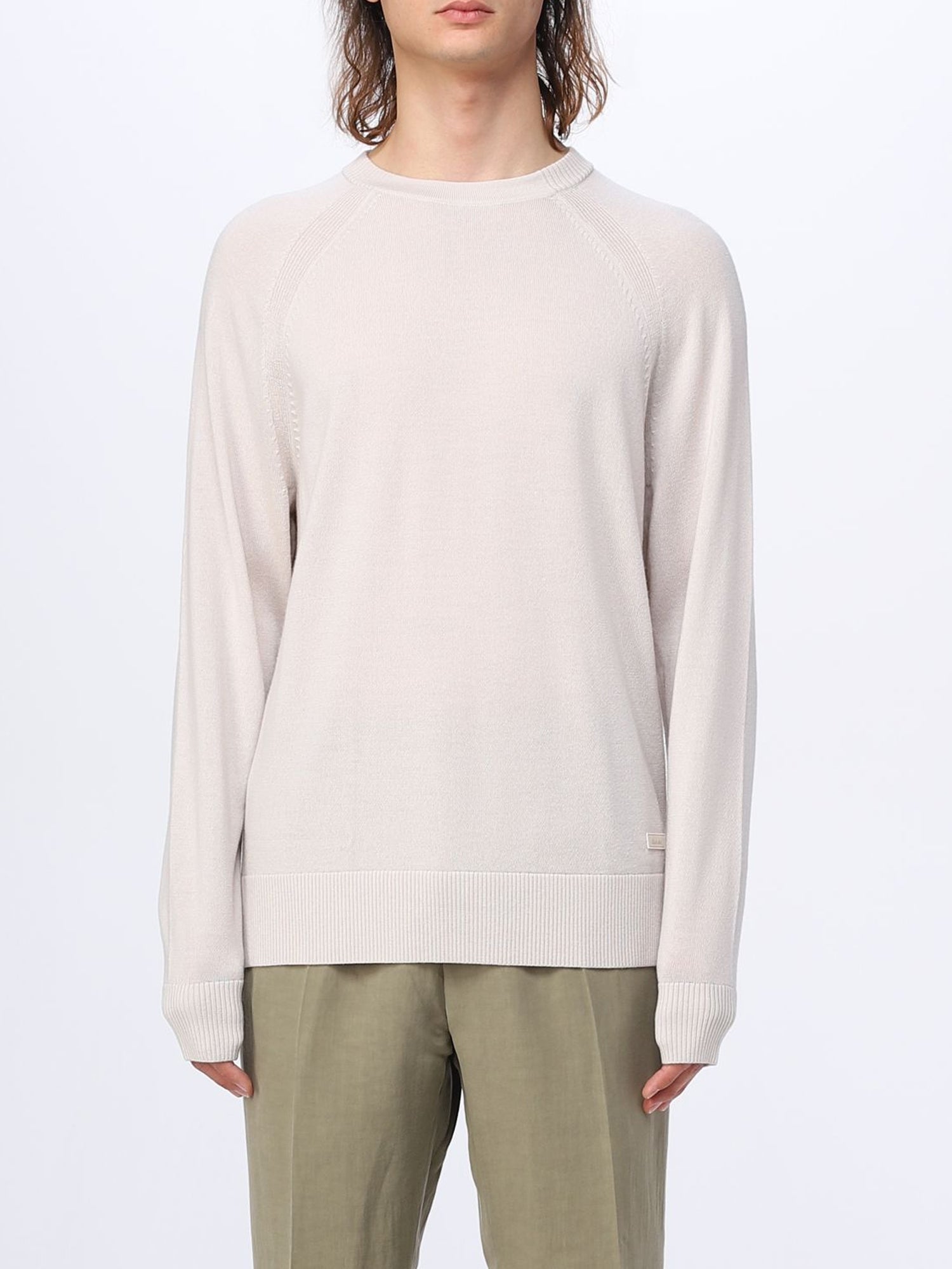 CALVIN KLEIN MAGLIA IN LANA MERINO COMFORT SWEAT BEIGE