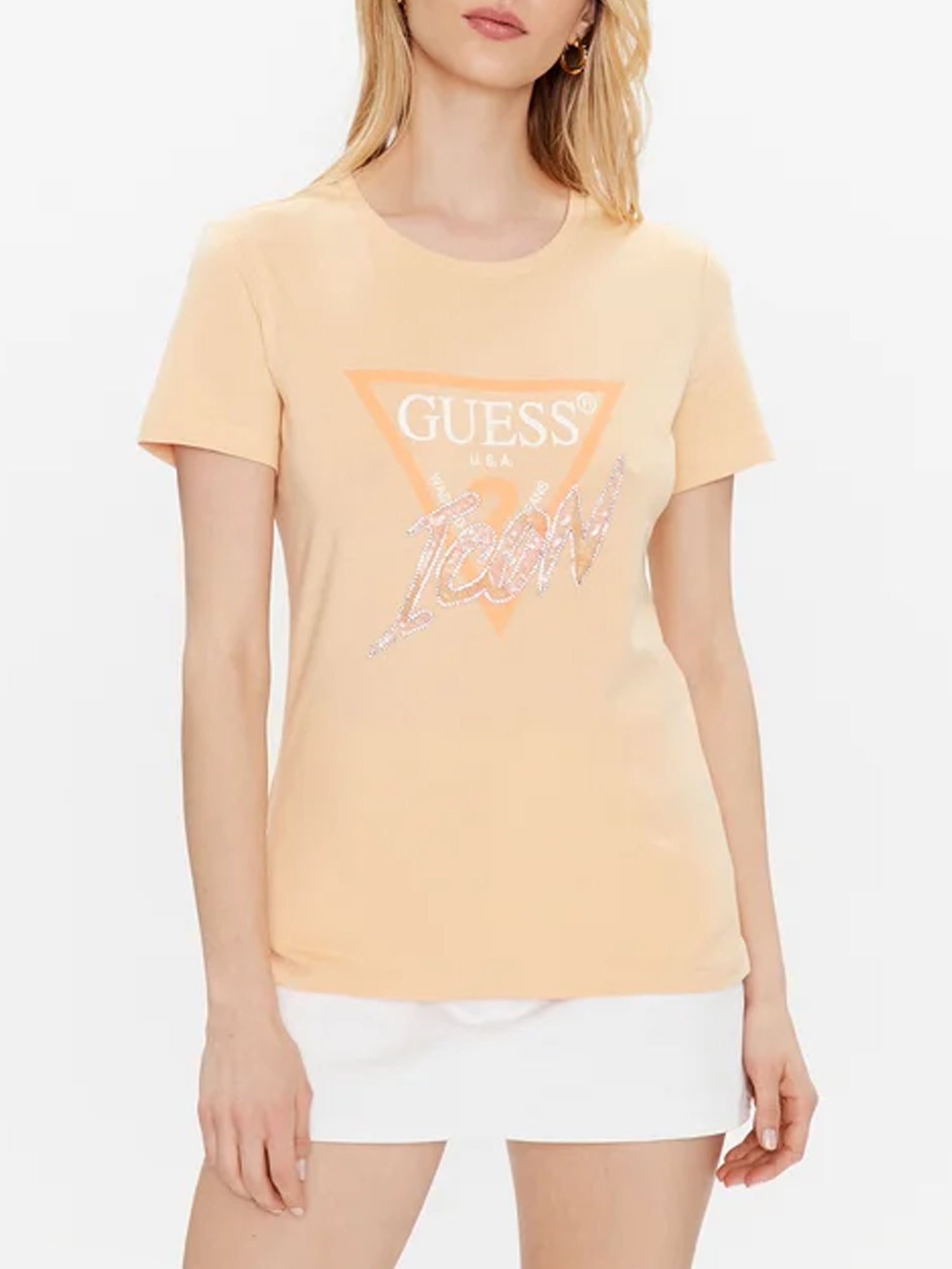 GUESS JEANS T-SHIRT MANICA CORTA ICON ARANCIO