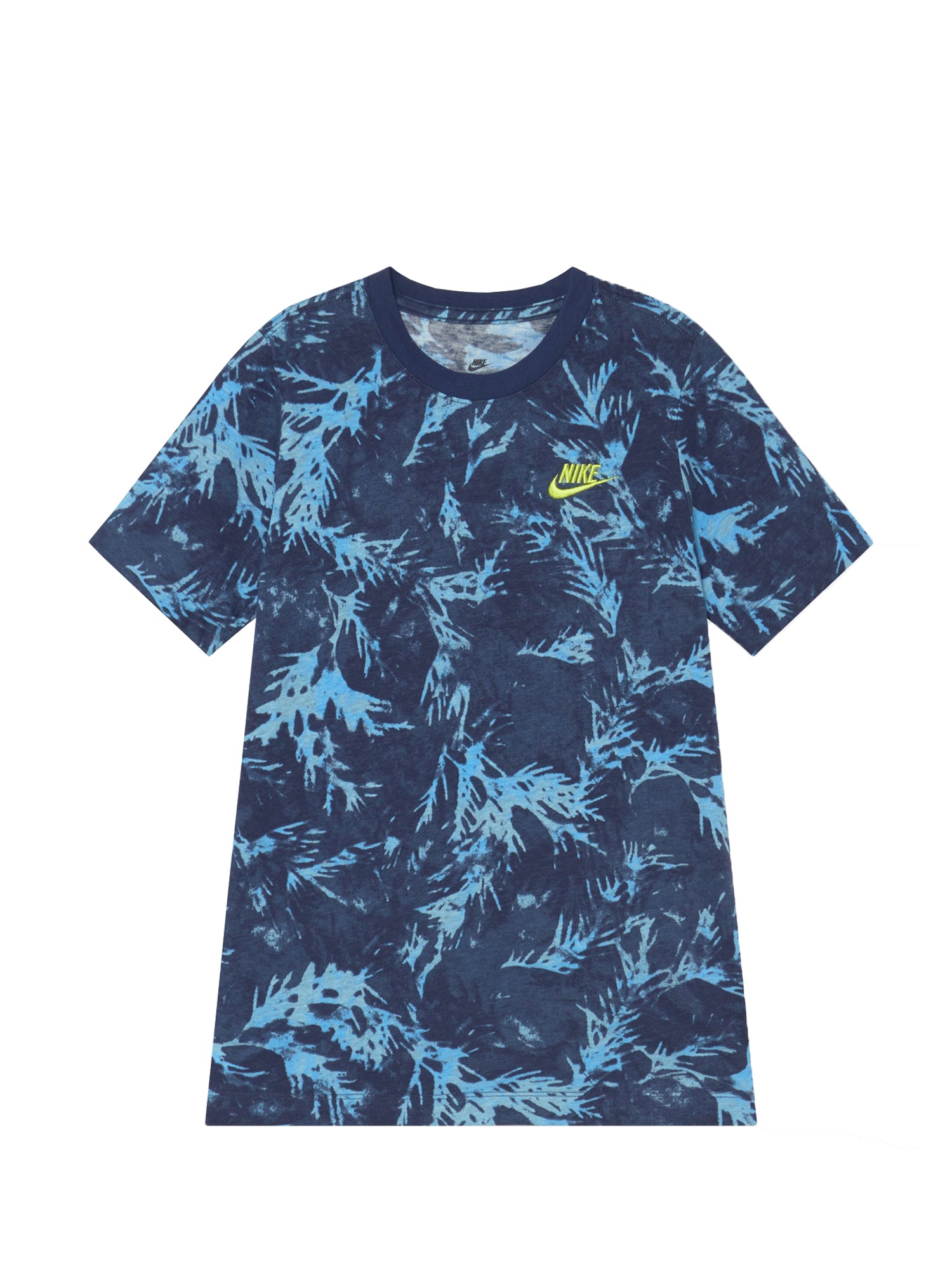 NIKE T-SHIRT CAMO LEAF KIDS BLU