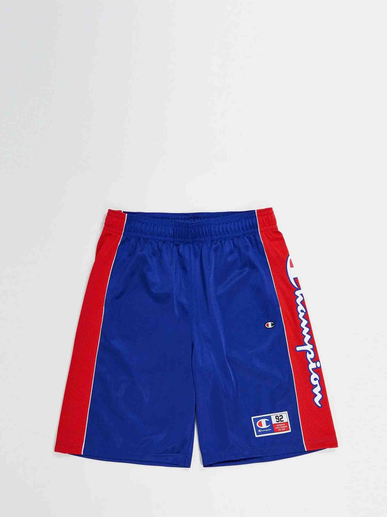 CHAMPION SHORTS IN MESH CON LOGO USA BLU