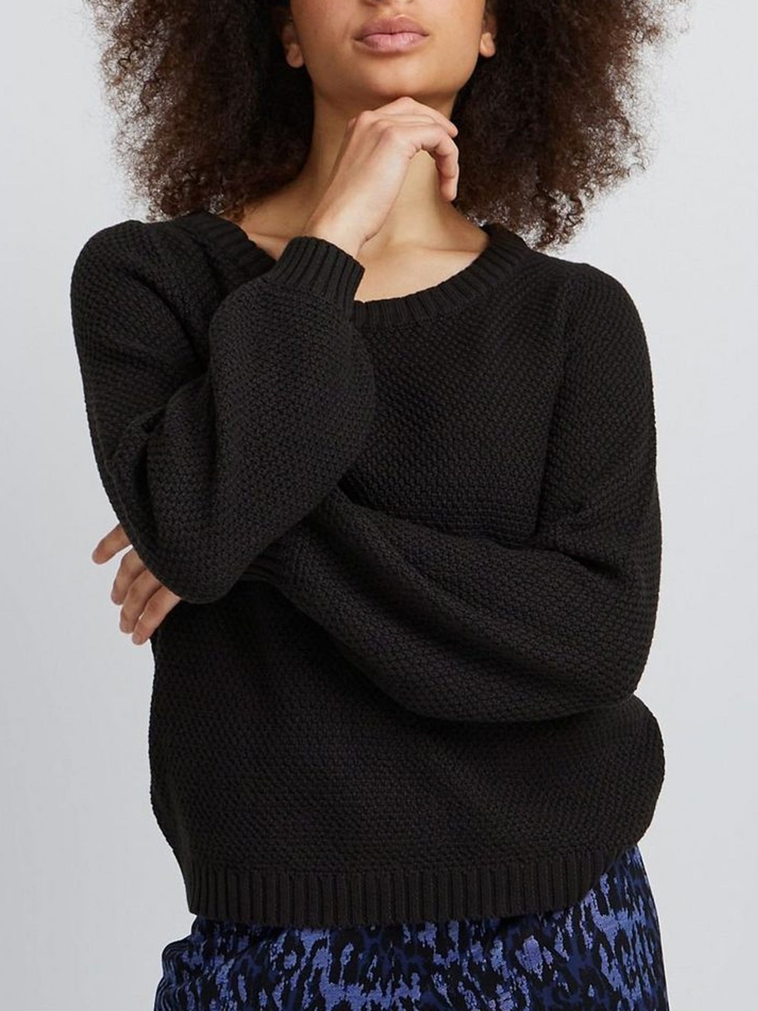 ICHI PULLOVER IN MAGLIA IHNOELLE NERO