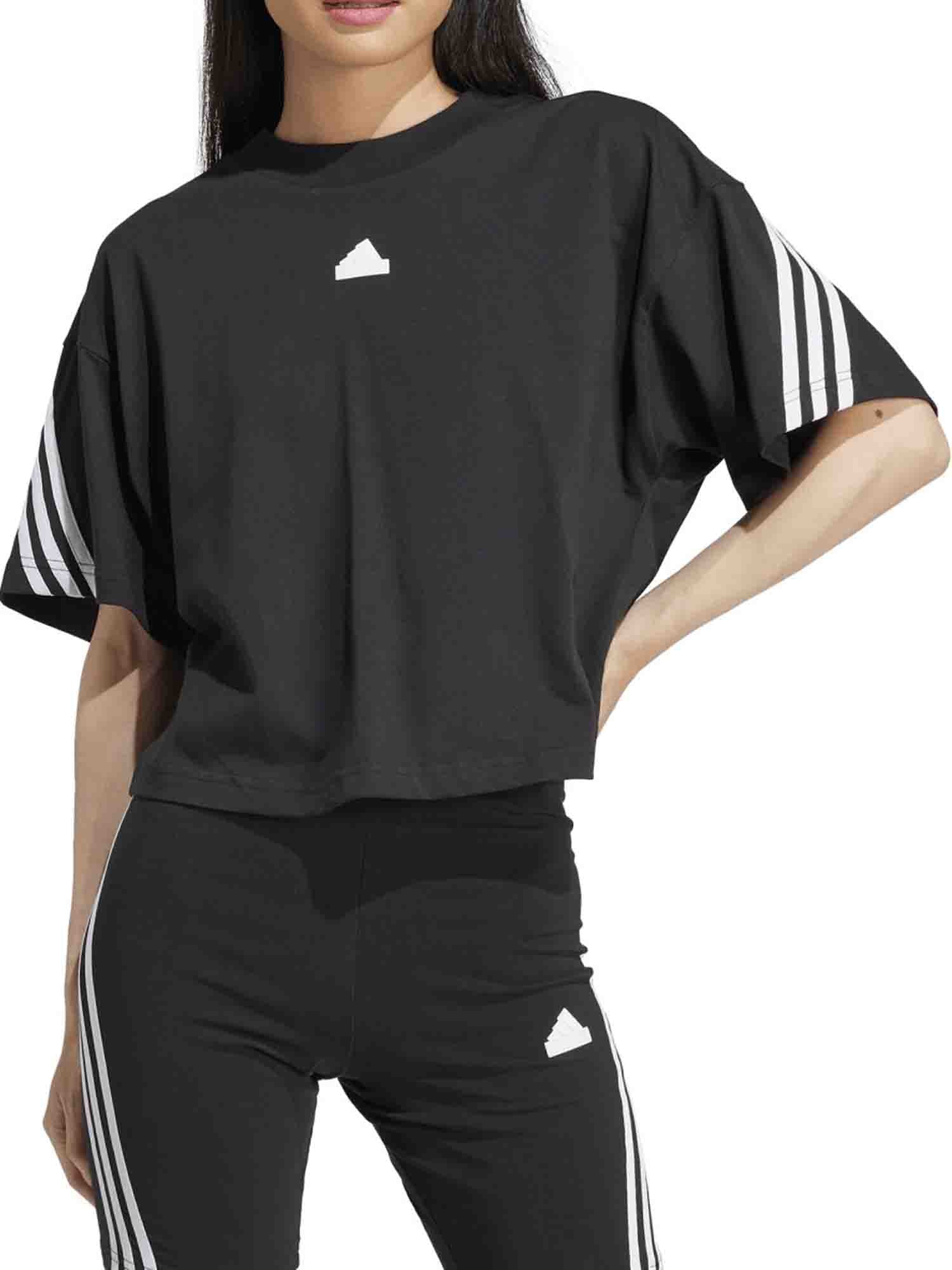 ADIDAS FUTURE ICONS 3 STRISCE T-SHIRT DONNA NERO