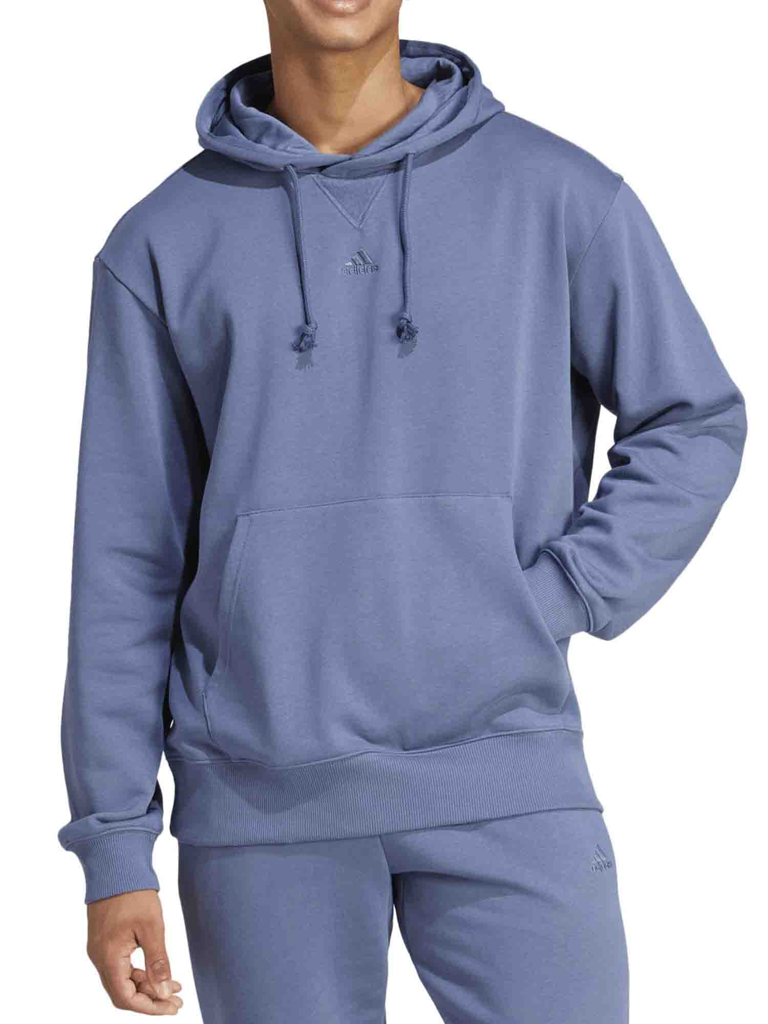 ADIDAS FELPA CON CAPPUCCIO FLEECE AZZURRO