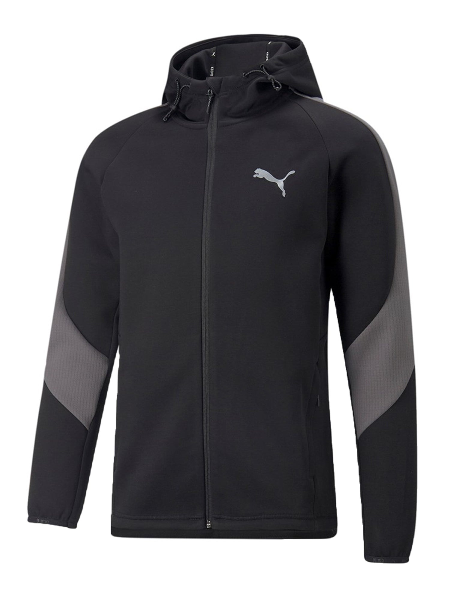 PUMA FELPA CON CAPPUCCIO FULL ZIP EVOSTRIPE NERO